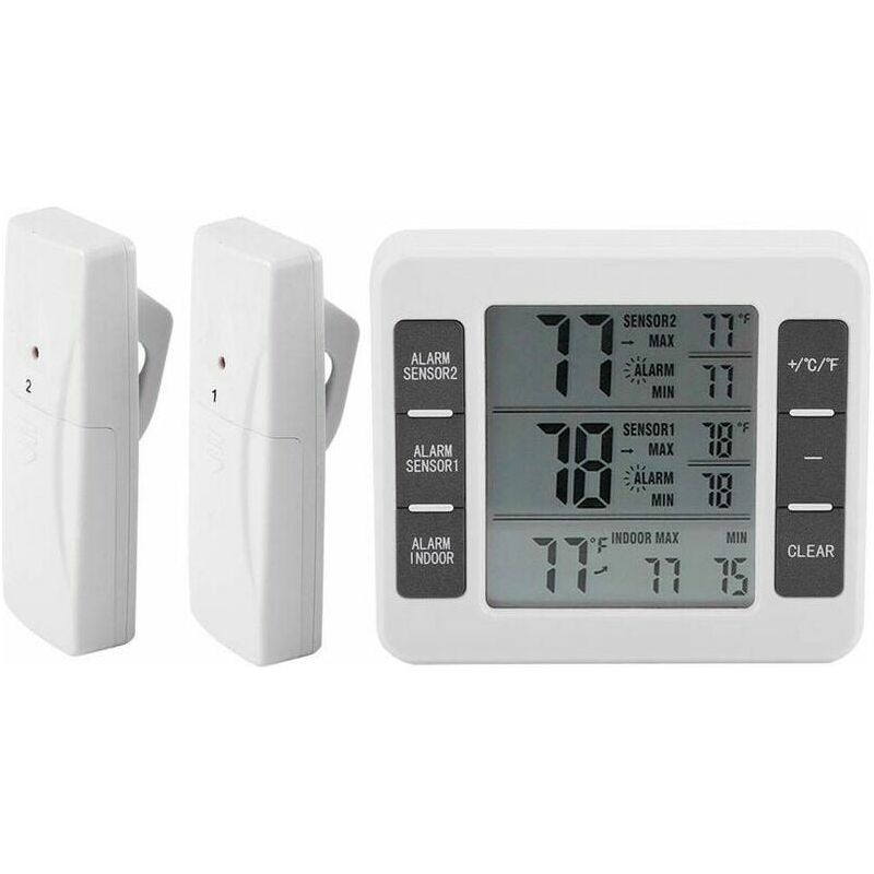 Inhhub Digitales Kühlschrank- Und Gefrierschrankthermometer Mit Akustischem Alarm Und Drahtlosem Sensor, Min/max-anzeige - Inhhub