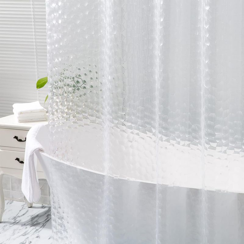 Duschvorhang 180 X 200 Cm Mit Magnetverschluss Am Unteren Rand, Halbtransparent, Wasserdicht, Schimmelresistent, Mit 3d-muster