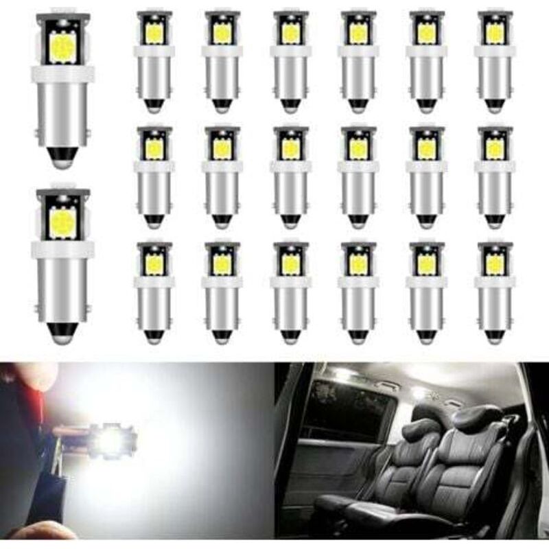 (20 Stück) T11 Ba9s Led-lampen Für T4w Ba9 53 57, 12v Weiße Auto-innenraumlampen 5050 5smd, Für Leselampen, Kennzeichenbeleuchtung, Seitenmarkierungsleuchten Usw.