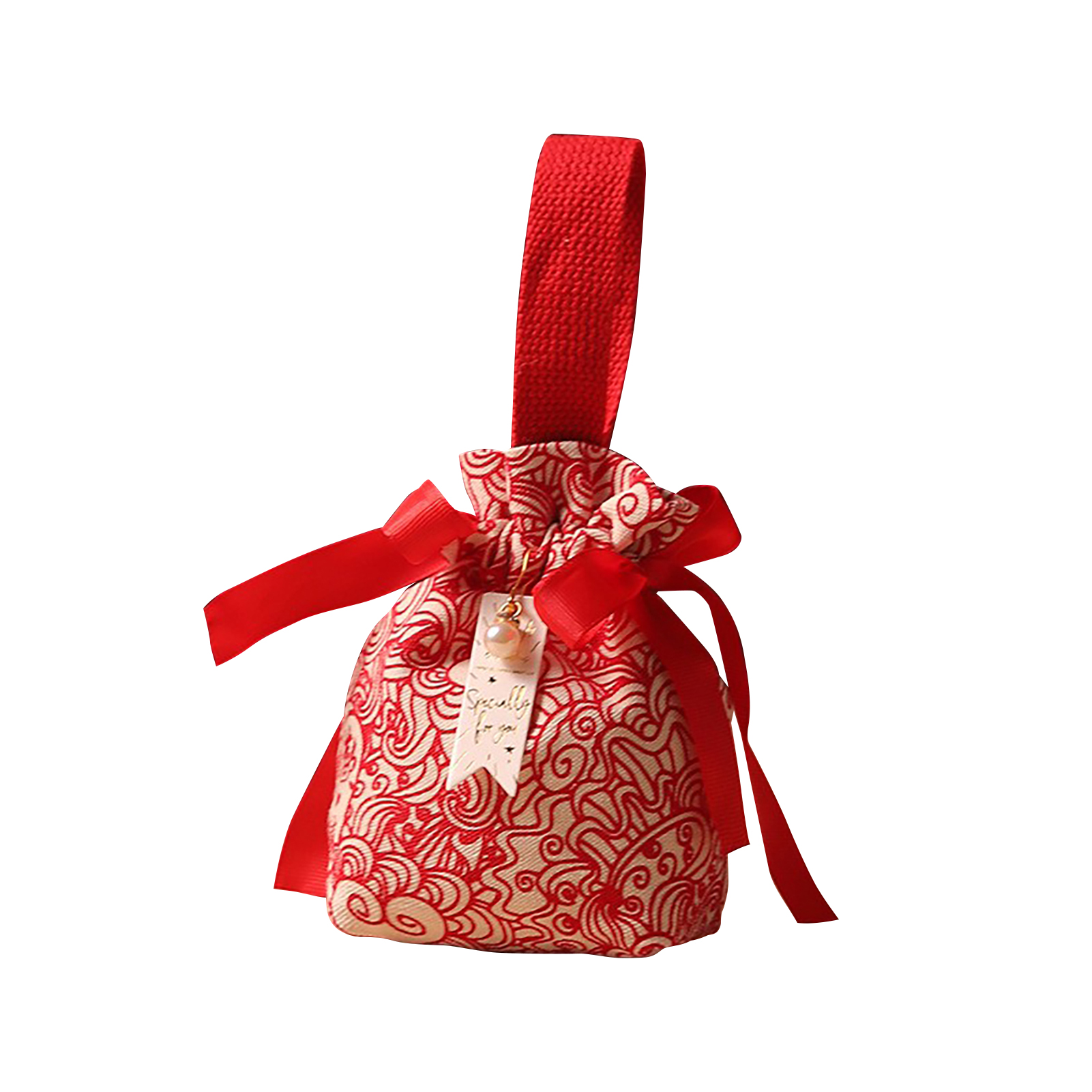 Exquisite Chinesische Gastgeschenktüten Aus Stoff Für Hochzeitsfeiern, Verlobungsfeiern, Rot-weiß