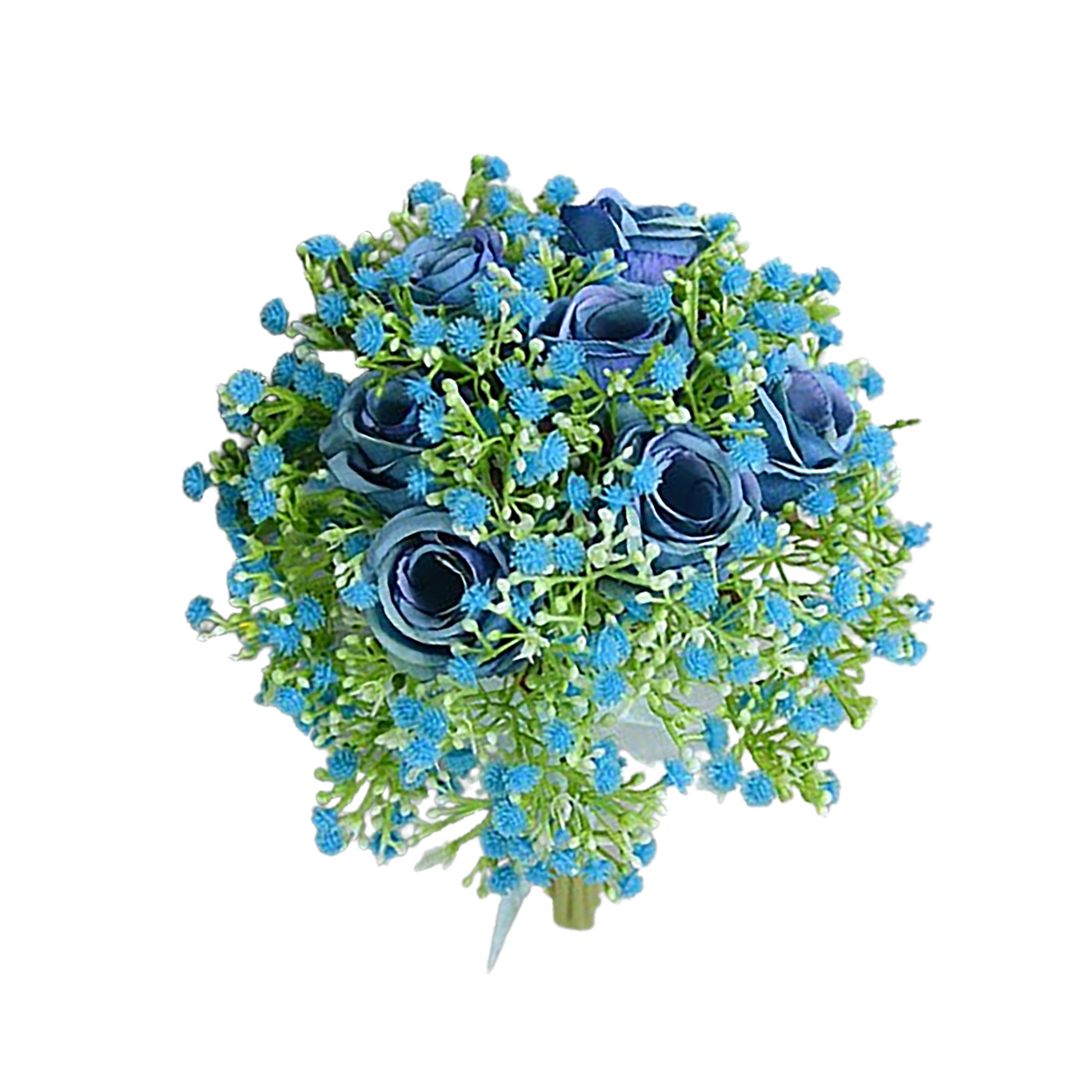 Handgebundener Brautstrauß Aus Künstlichen Rosen Und Schleierkraut (dunkelblau) Für Die Braut Bei Der Begrüßungszeremonie Einer Europäischen Hochzeit.