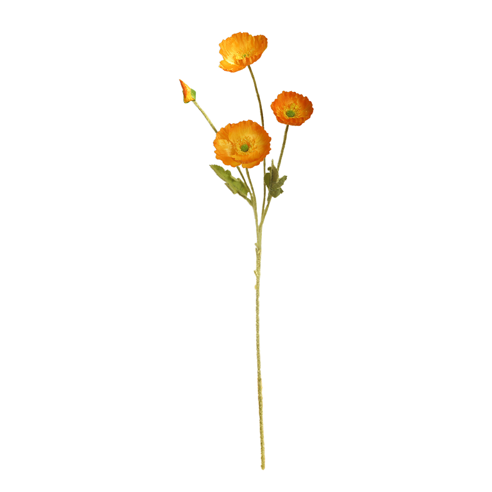 Künstliche Blume Mit 4 Köpfen, Beflockt, Orange Und Gelb, Ideal Zur Dekoration Ihres Wohnzimmers.