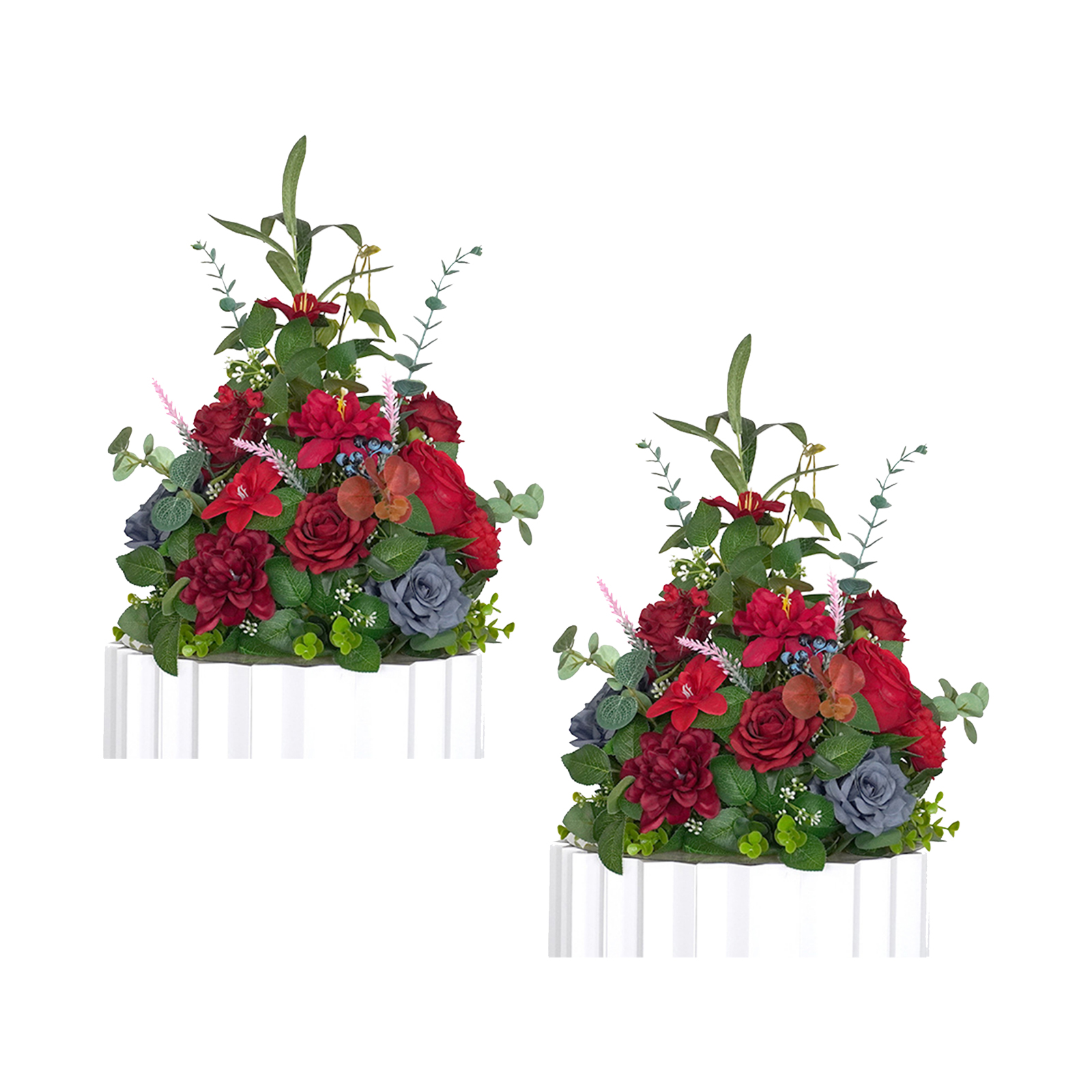 Strauß Aus 2 Künstlichen Blumen Aus Seidenstoff Mit Schaumstoffbasis, Weinrot, Zur Hochzeitsdekoration