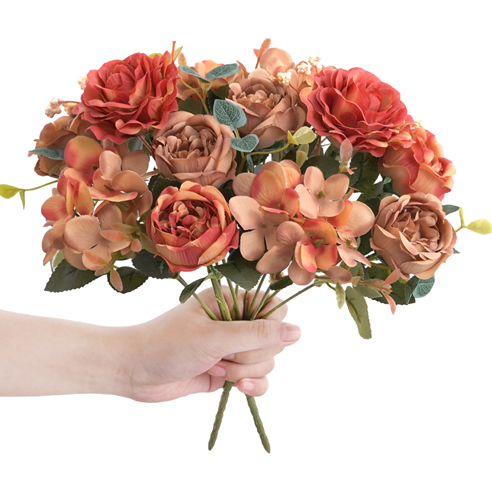 Künstliche Seidenrosen – Kreativer Kunstblumenstrauß Für Tischdekoration, Wohnzimmerdekoration, Herbstfarben