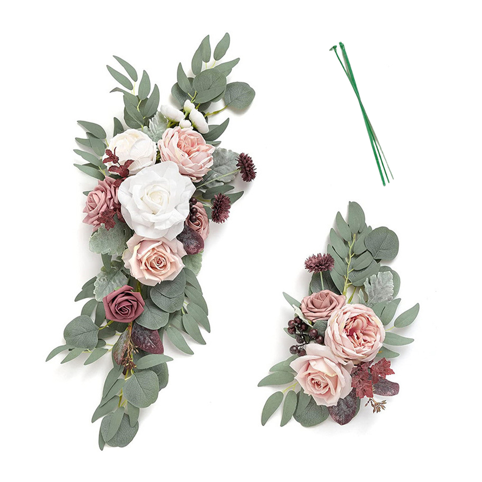 2 Künstliche Blumengirlanden Für Hochzeitsbogen, Willkommensschild, Blumendekoration, Empfangskulisse, Weiß Und Rosa