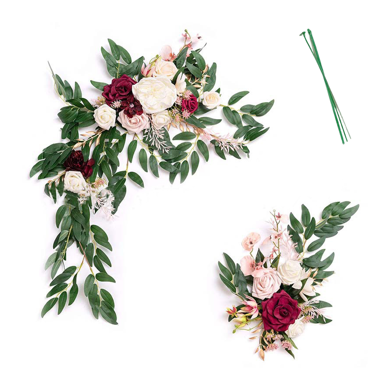 2 Künstliche Blumengirlanden Für Hochzeitsbogen, Willkommensschild, Blumendekoration, Empfangskulisse, Weiß, Rot, Rosa