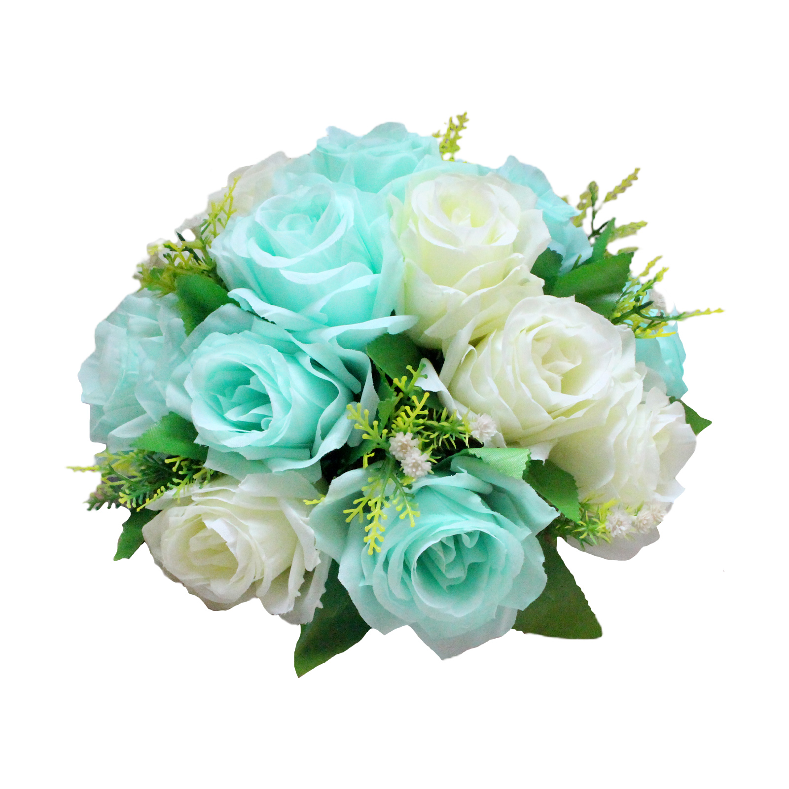 Realistisch Anmutende, Künstlich Hergestellte Blumenkugel In Weiß Und Blau, 15 Köpfe, Ideal Als Tischdekoration Bei Hochzeiten.