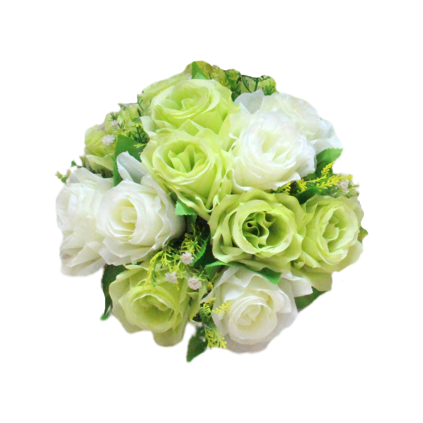 Realistisch Anmutende Künstliche Blumenkugel In Weiß Und Grün, 15 Köpfe, Ideal Als Tischdekoration Bei Hochzeiten.