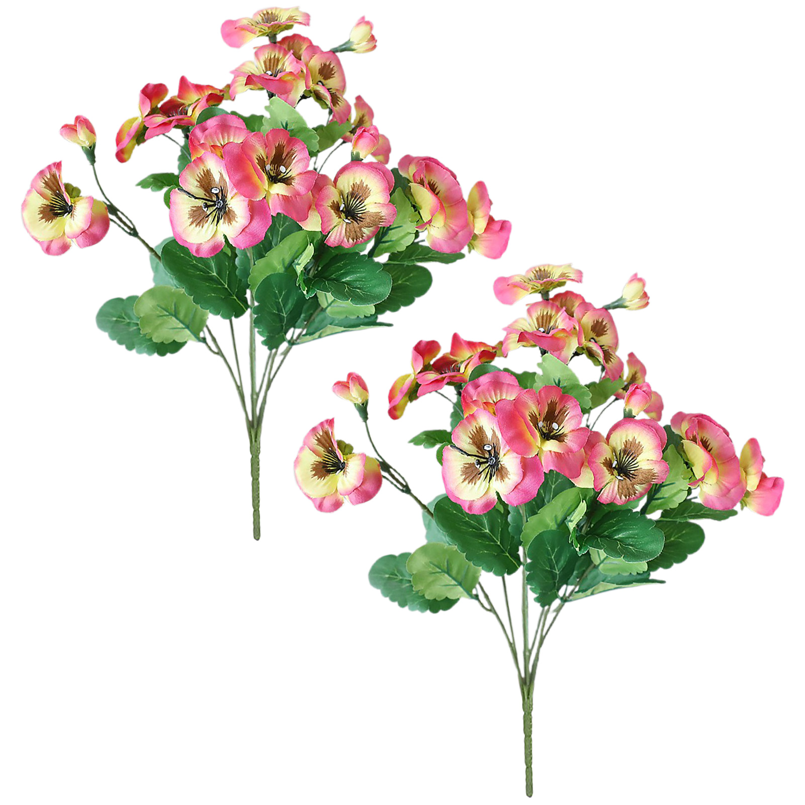 Set Aus 2 Künstlichen Seidengeranien, Strauß Aus Rosa Und Roten Blüten, Zur Dekoration Von Haus Und Garten Im Innen- Und Außenbereich.