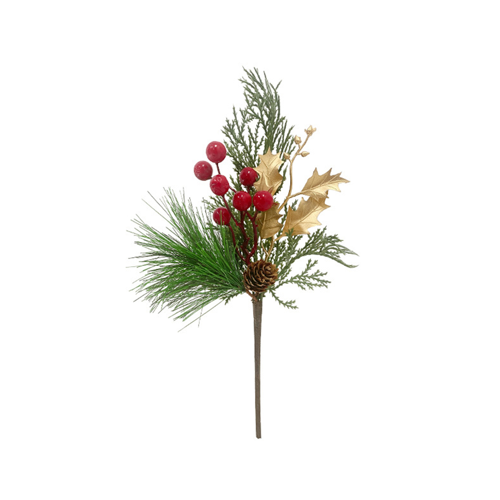 Künstliche Kiefernnadeln Mit Einem Stiel, Innendekoration Im Europäischen Und Amerikanischen Stil, Grüne Weihnachtspflanze, Blumenarrangement, Weihnachtsbaumschmuck (goldene Weihnachtsblätter, Rote Be