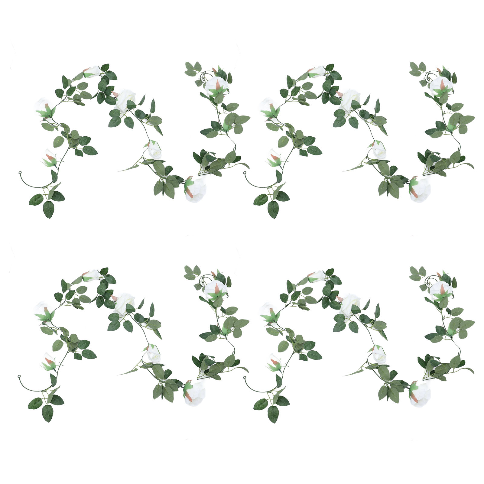 Set Aus 4 Künstlichen Rosengirlanden, 2,4 M Lang, 9 Köpfe, Mit Flexiblen Grünen Und Weißen Blättern, Ideal Zum Dekorieren Von Hochzeiten, Partys Und Gärten.