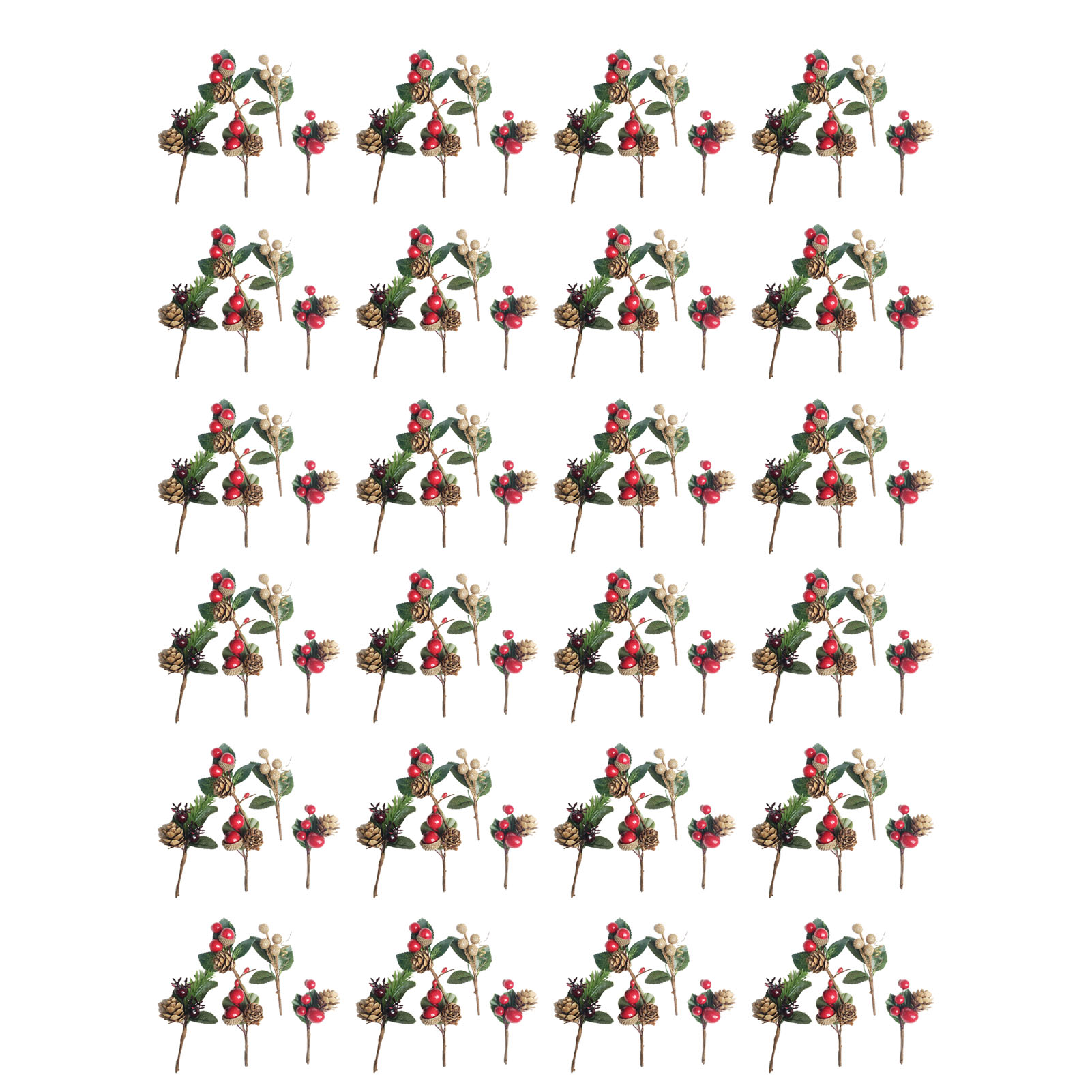 Künstliche Blumen, Rote Beeren Und Tannenzapfen Zum Verpacken Von Geschenken, Getrocknete Plastikblumen, Accessoires Für Hochzeits- Und Partydekorationen, 24er-set