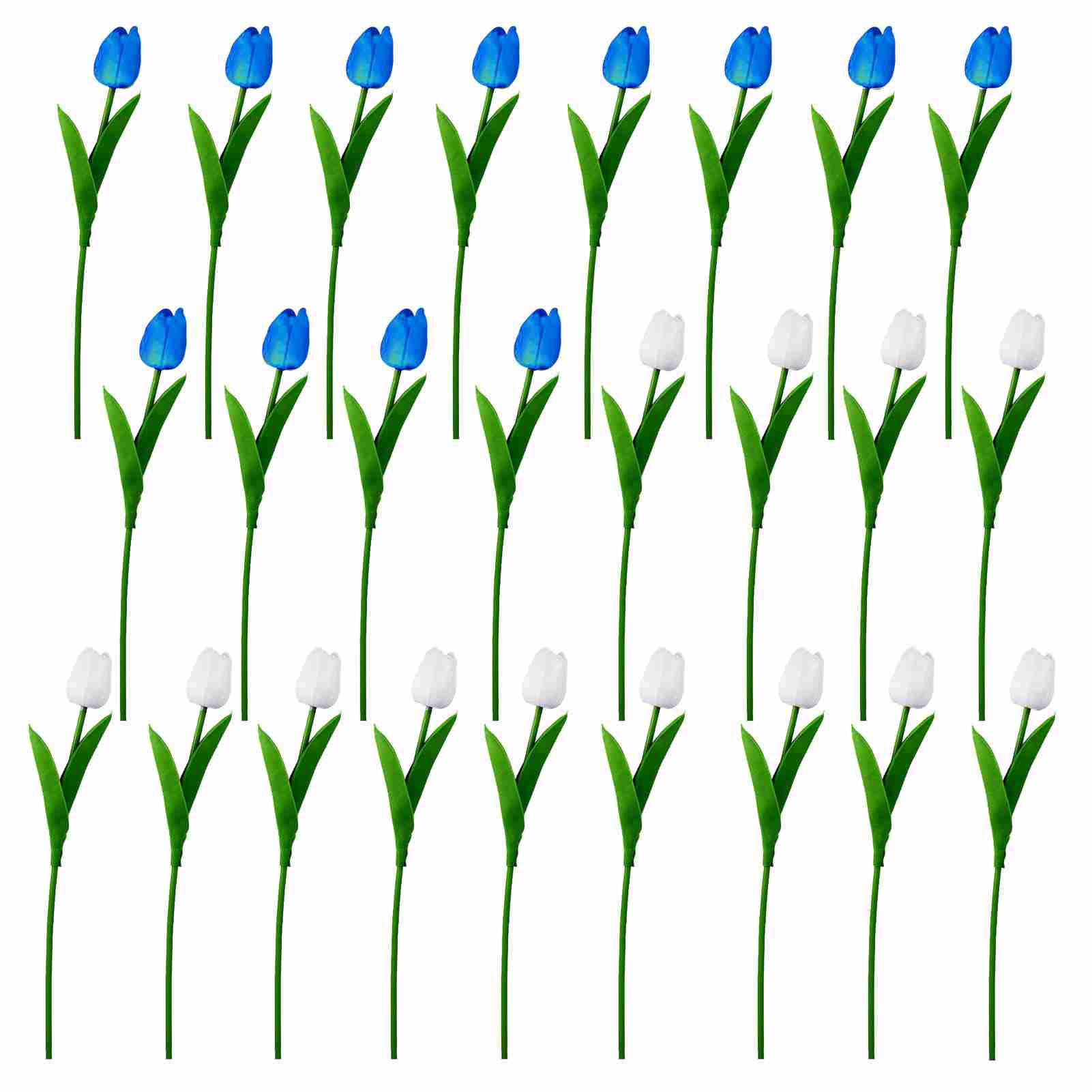Künstliche Tulpen Aus Kunststoff, Künstliche Tulpen Für Hochzeiten, Wohn- Oder Hoteldekoration: 12 Königsblaue Und 13 Weiße
