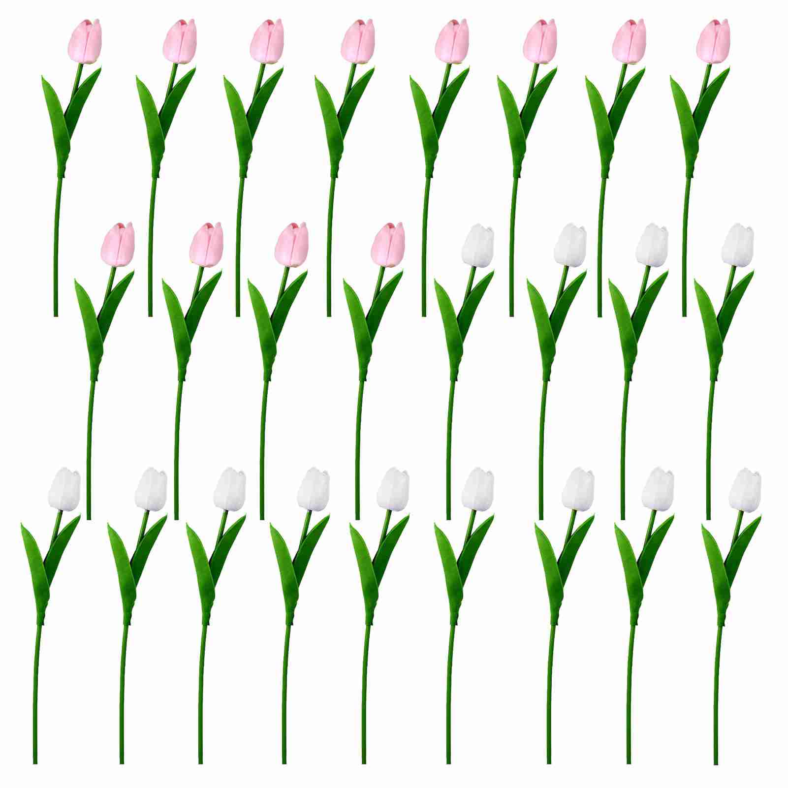 Künstliche Plastiktulpen, Unechte Tulpen, Dekoration Für Hochzeiten, Zuhause Oder Hotel: 12 Rosa Und 13 Weiße.