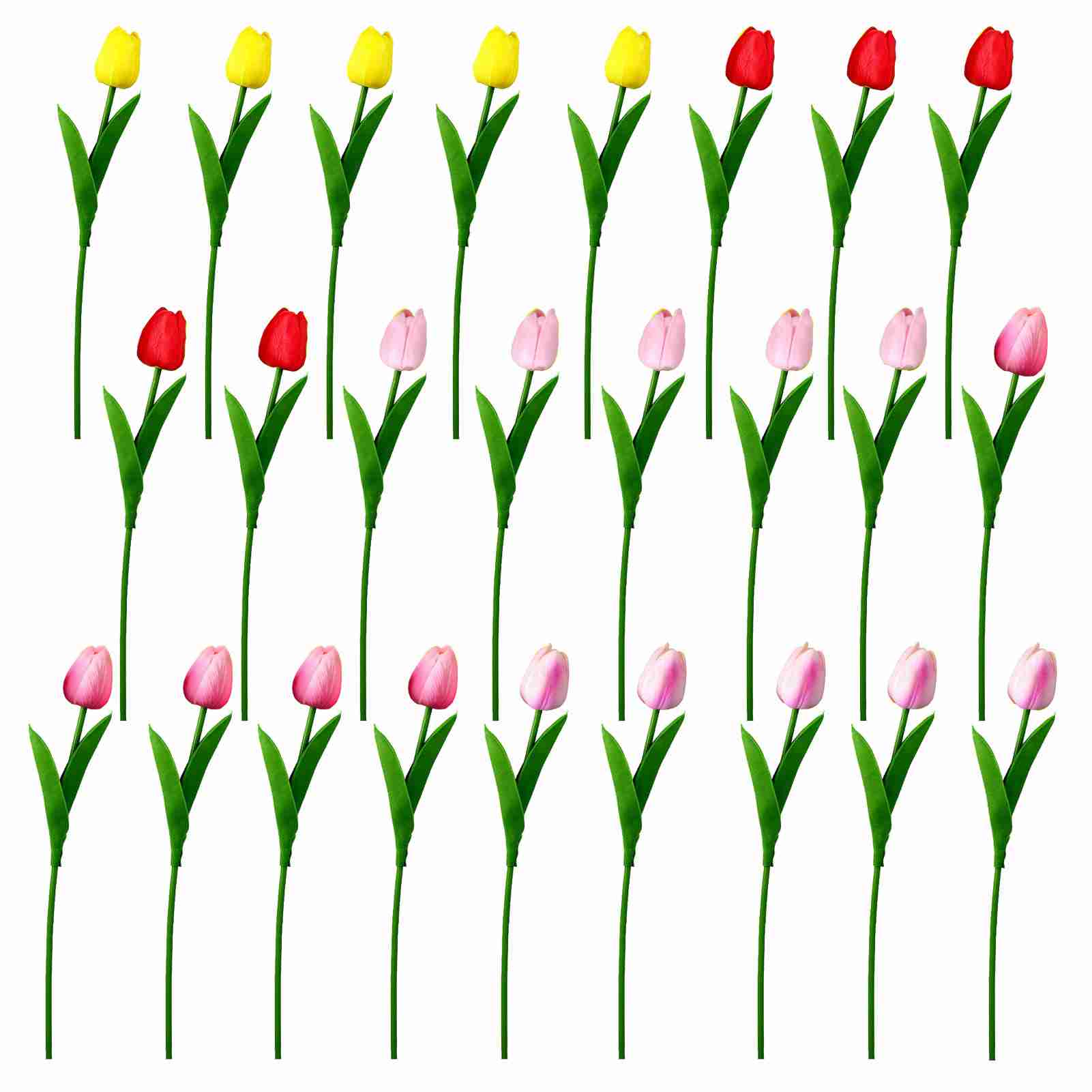 Set Mit 25 Künstlichen Plastiktulpen In Verschiedenen Farben, Zur Dekoration Von Hochzeiten, Wohnungen Oder Hotels.