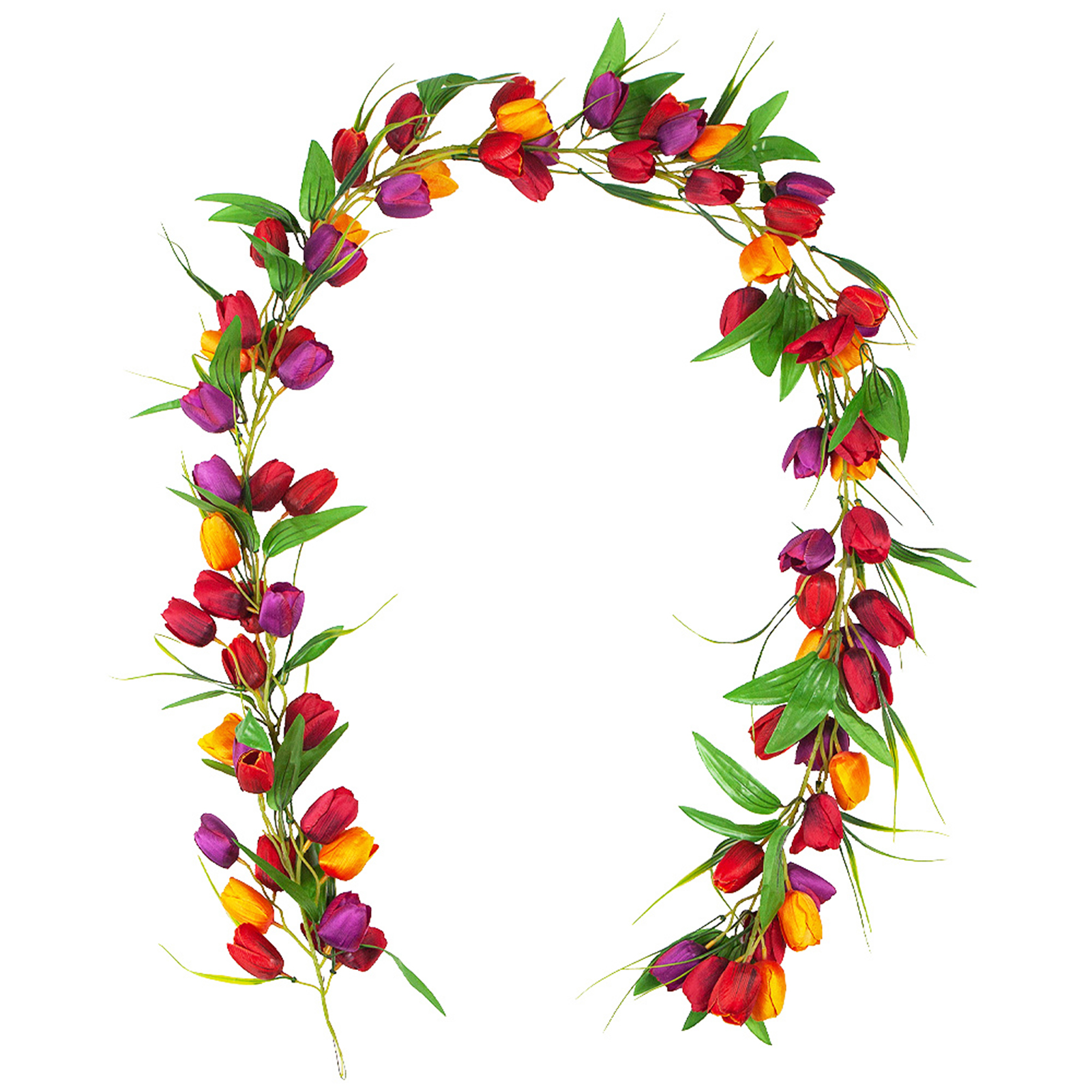 2 M Lange Künstliche Tulpengirlande, Frühlingsblumengirlande, Tulpenranke Für Drinnen Und Draußen, Dunkle Farbe