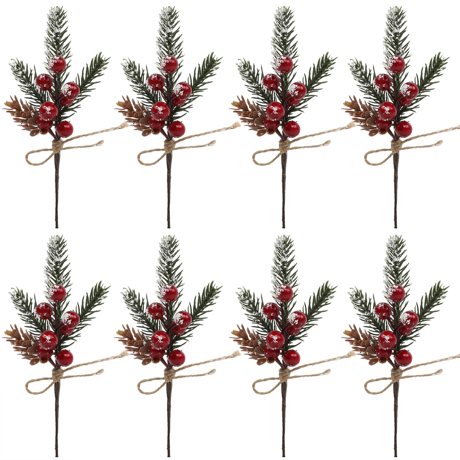 24 Künstliche Weihnachtsblumen- Und Beerenstecker Mit Stiel Für Festliche Dekorationen, Z. B. Zum Feiern Und Für Jubiläen