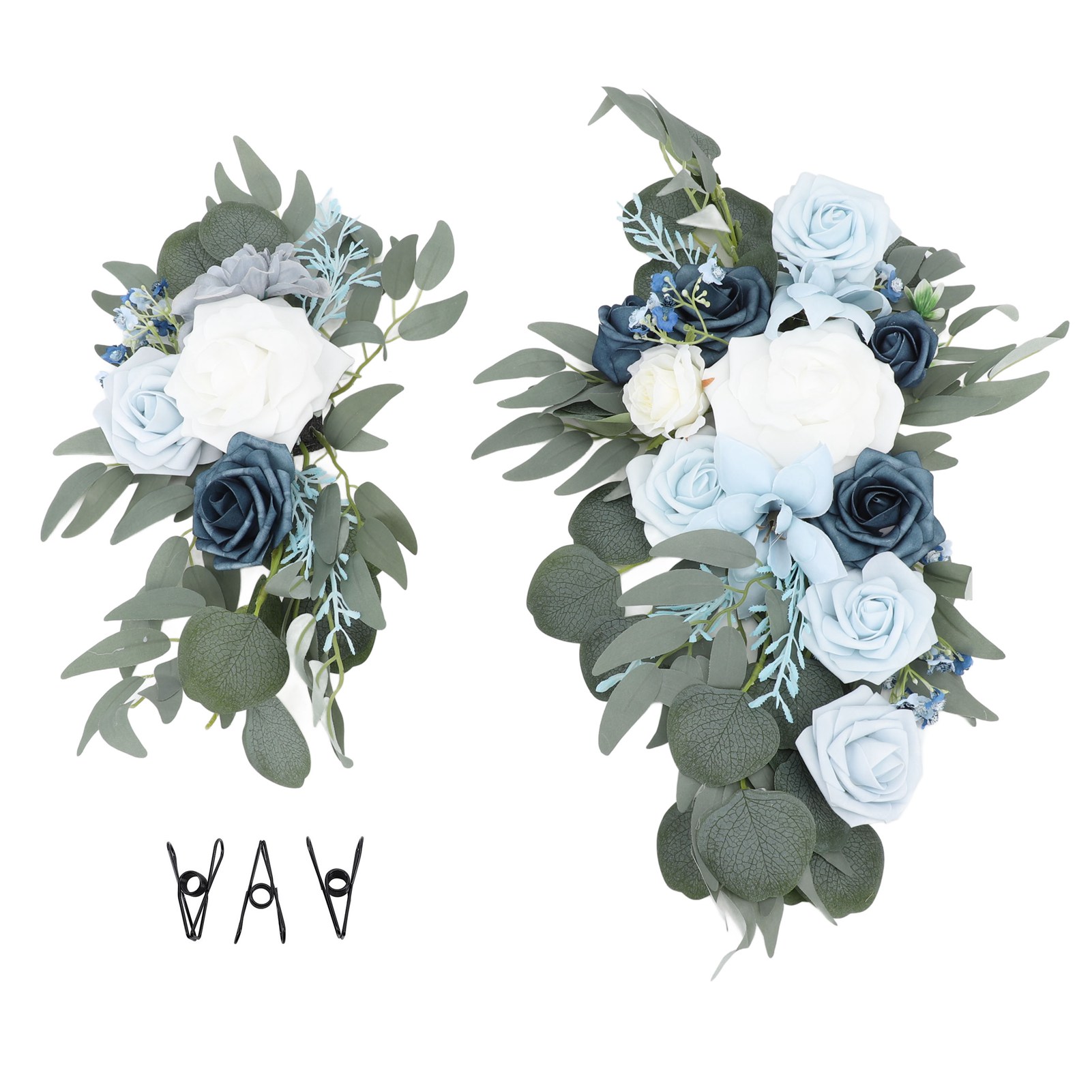 Künstliche Hochzeitsbögen Mit Realistischen Blumen, Edle Und Unveränderliche Blumendekoration, Für Den Innen- Und Außenbereich, Hellblau.