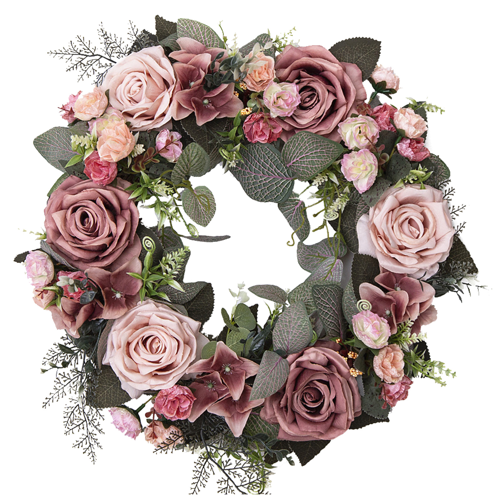 Künstlicher Rosenkranz 45 Cm (17,7 Zoll), Hellrosa, Ideal Für Frühling Und Sommer, Zur Dekoration Einer Haustür, Einer Wand, Eines Fensters, Einer Party Oder Einer Hochzeit.