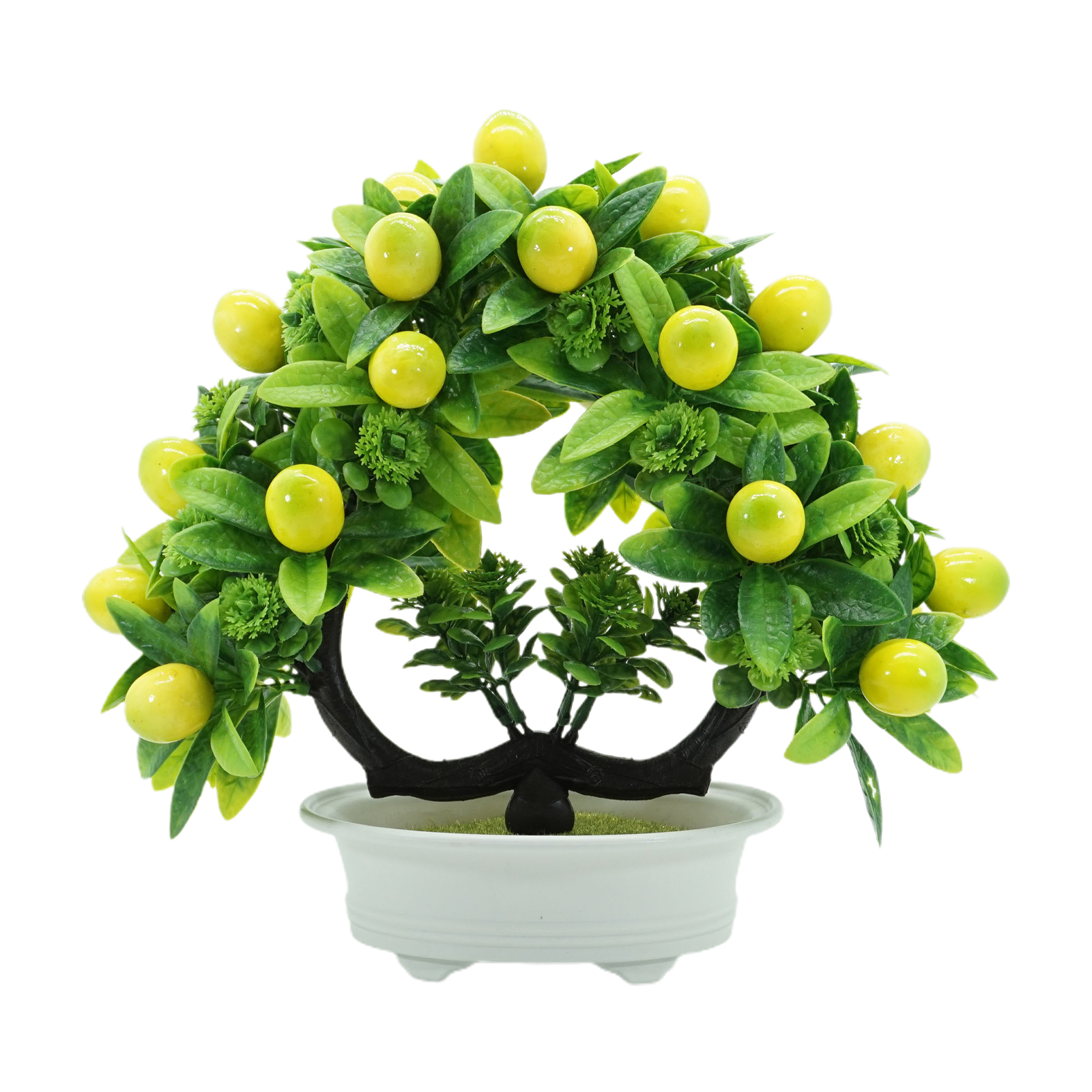 Künstlicher Bonsai-baum Mit Früchten Und Blüten – Neues Design, Dekoration Zum Chinesischen Neujahr, Topfpflanze, Zimmerpflanze, Zitrone, 28 Cm Hoch, Ca. 29 Cm Breit. Material: Kunststofftopf, Baum Un