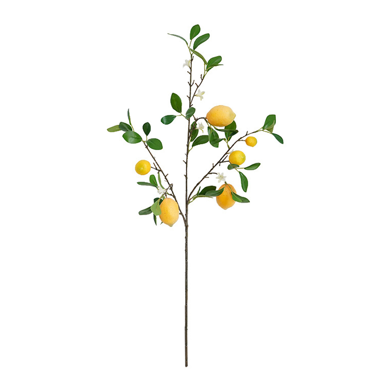 Künstlicher Zitronenzweig Mit 6 Köpfen, Simulierten Zitronen, Blättern, Schaumstofffrüchten Und Drahtstiel, 82 Cm