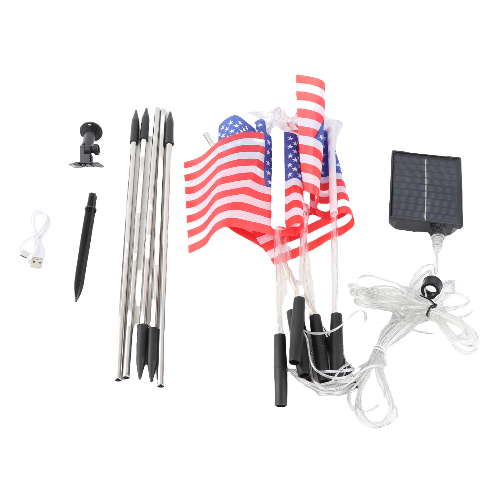 Solarbetriebene Lichterkette Mit Roten, Weißen Und Blauen Amerikanischen Flaggen, 8 Modi, Dekoration Zum Amerikanischen Unabhängigkeitstag