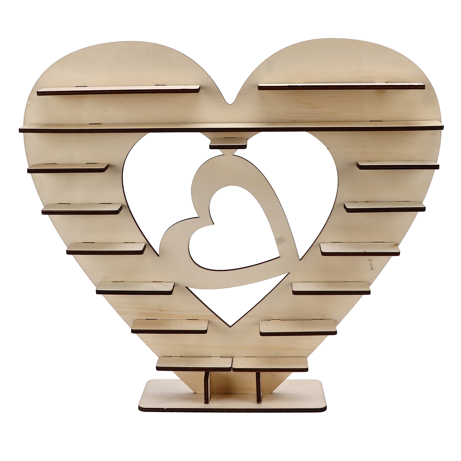 Herzförmiger Schokoladenständer Aus Holz, Umweltfreundlich, Einfach Aufzubauen, Robust Und Wiederverwendbar, Ideal Für Kleine Party- Oder Hochzeitstorten. Perfekt Für Feiern Und Hochzeiten.