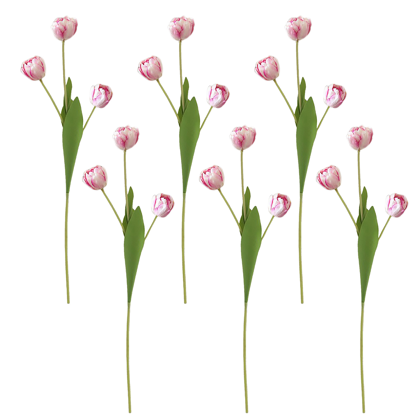 Sechs Tulpen Pro Strauß, Gebogen Und Verpackt. 【dunkelrosa】set Mit 6 Künstlichen Seidentulpen, 3 Blüten Pro Stiel, Hochwertiger Blumenschmuck Für Die Wohnzimmertischdekoration.