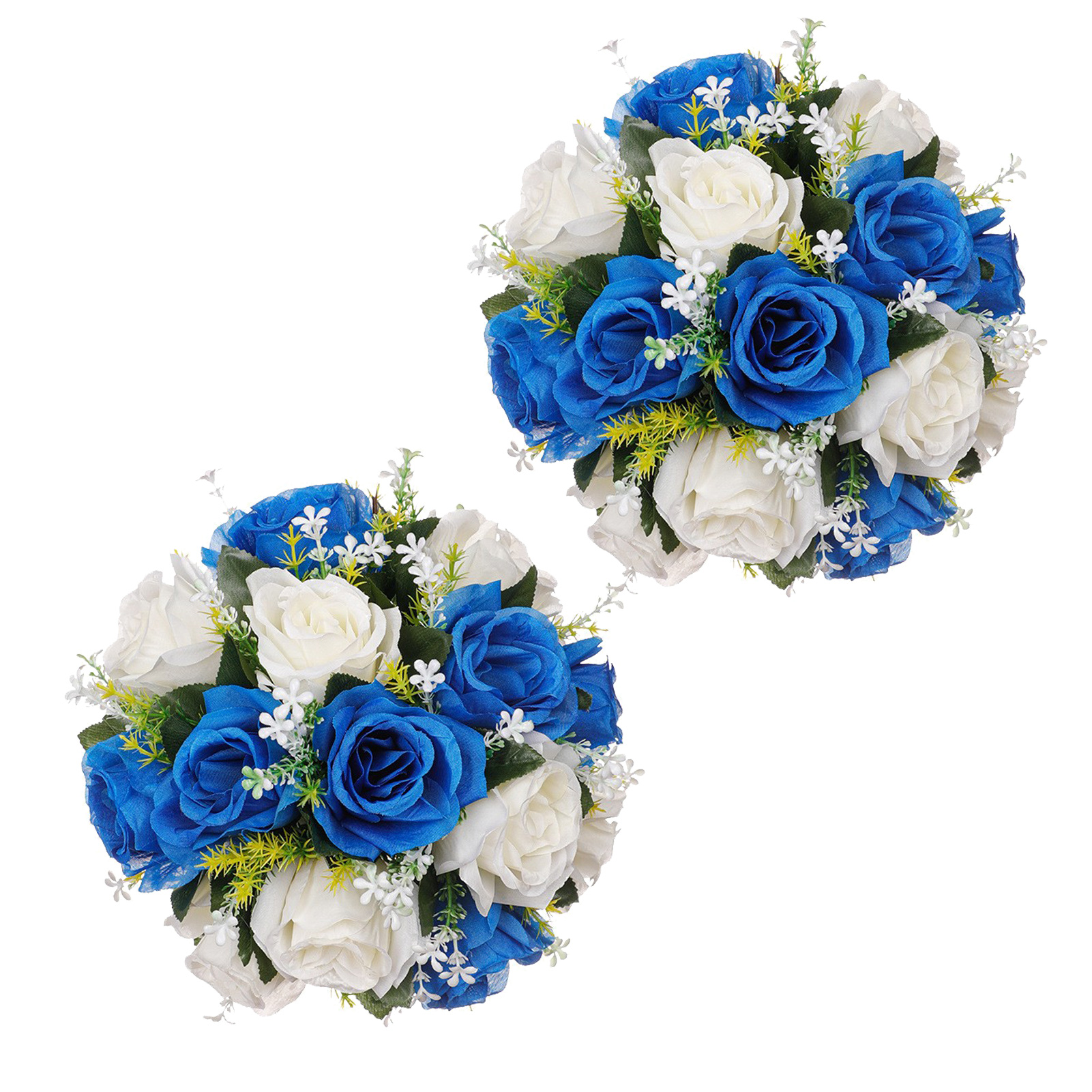 Set Aus 2 Künstlichen Blumen (blau Und Weiß) Für Hochzeitstische, Gang, Innendekoration, Künstliche Rosen, Dekorative Blumen Für Schaufenster.
