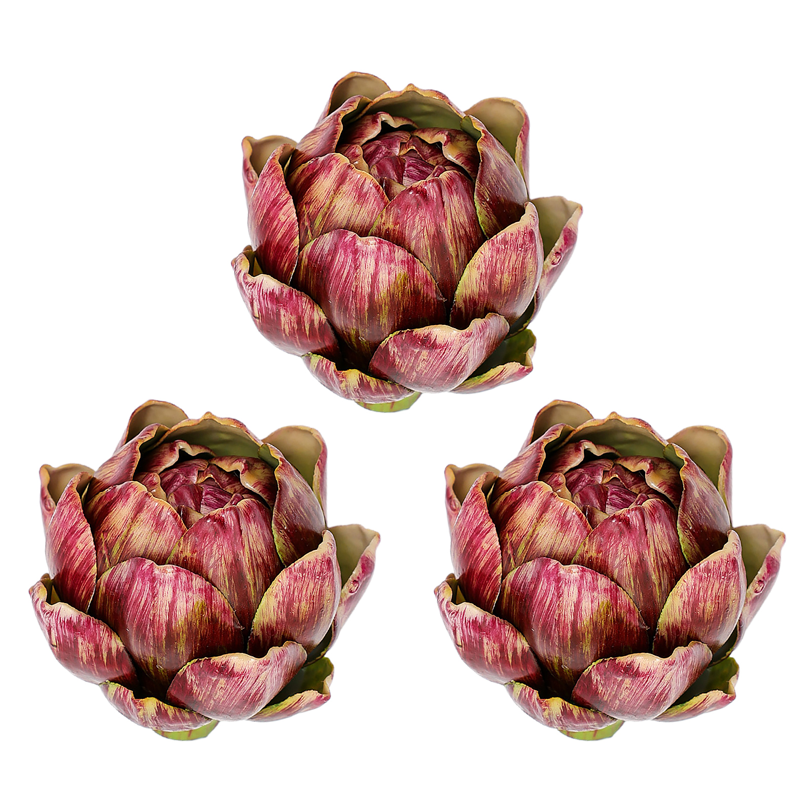 Set Aus 3 Künstlichen Sukkulenten, Darunter Ein Ananaskopf, Eine Französische Lilie, Eine Artischocke Und Andere Künstliche Blumen Für Wohnzimmer, Esszimmer Und Eingangsbereich (großer Burgunderroter