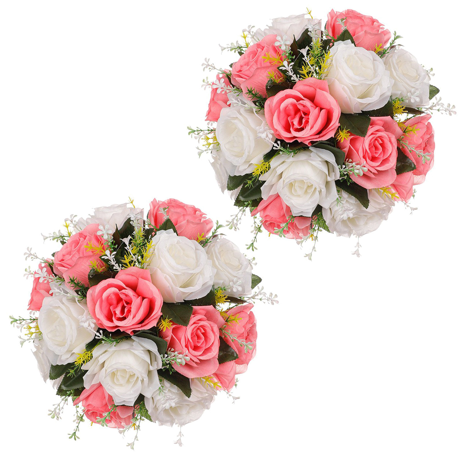 Set Aus 2 Künstlichen Blumen (rosa + Weiß) Für Hochzeitstische, Gang, Innendekoration, Künstliche Blumen, Rosen, Dekorative Blumen Für Schaufenster.