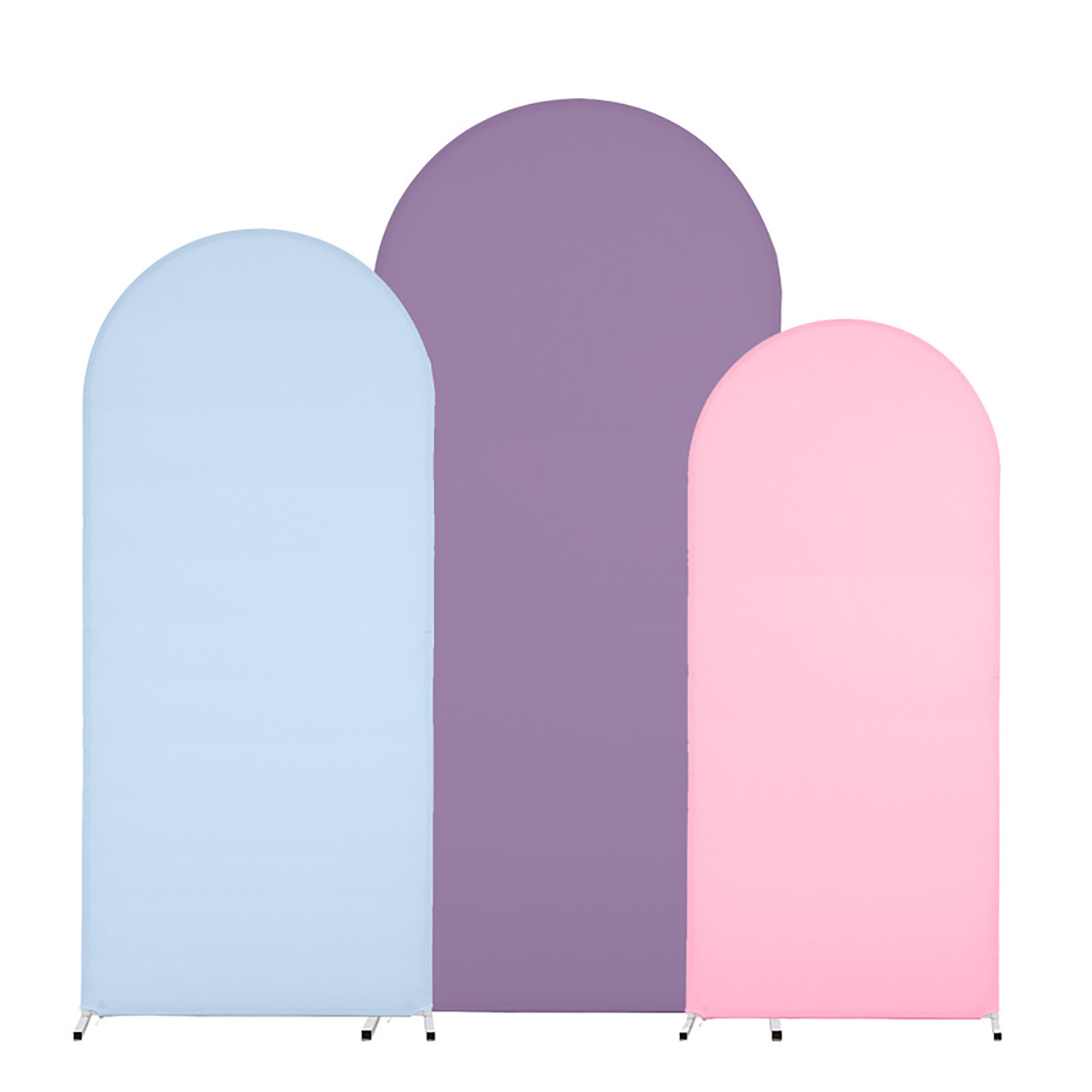 Set Aus 3 Teilen Für Einen Hochzeitsbogen In Drei Farben, Mit Reißverschluss Am Unteren Ende Und Polyesterfaserbasis (blau + Lila + Rosa) (4 Fuß + 5 Fuß + 6 Fuß (3-teiliges Set Ohne Ständer)).