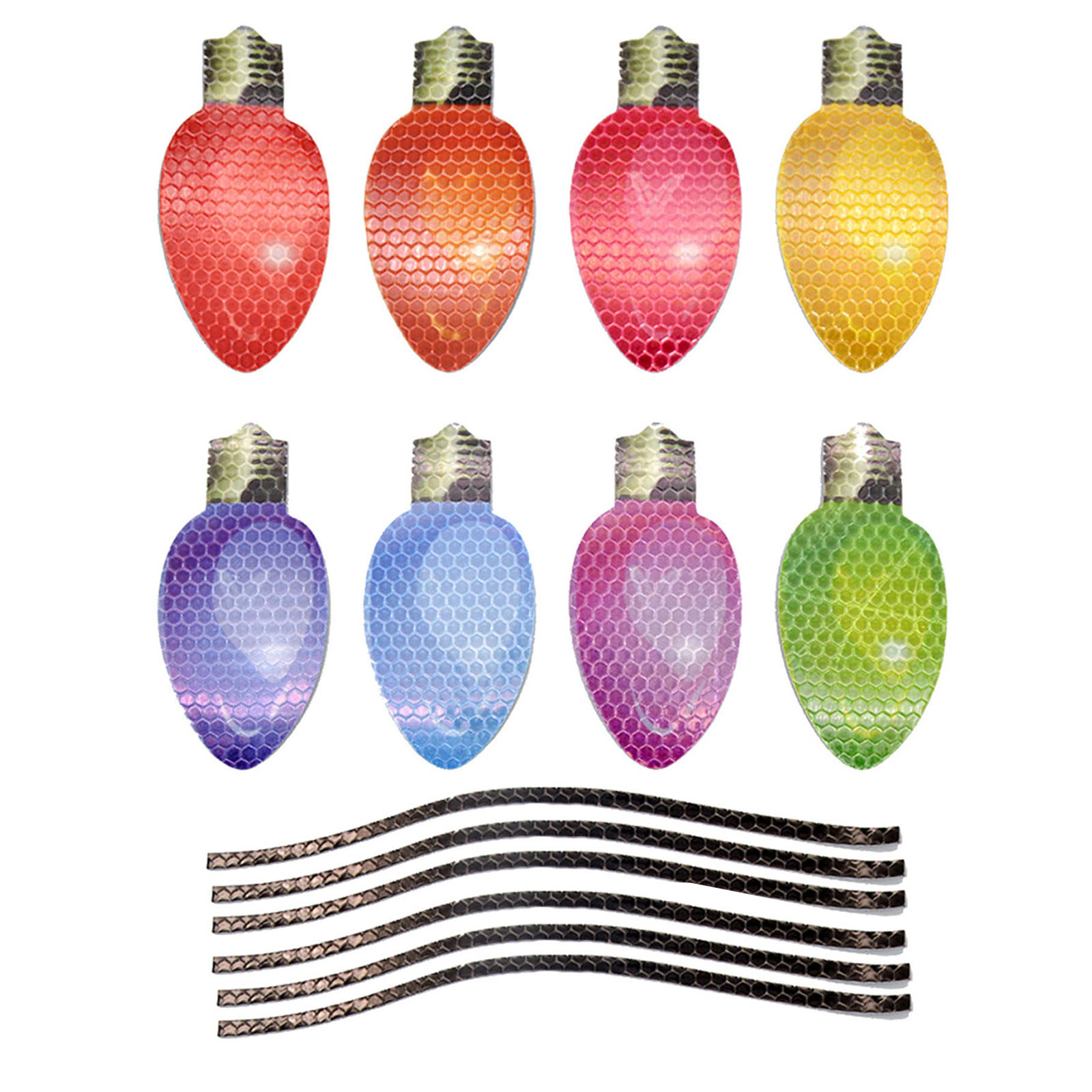 Reflektierende Lichtmagnete, Birnenförmige Magnete, Set Für Auto Und Kühlschrank, 8 Birnen, 6 Drähte
