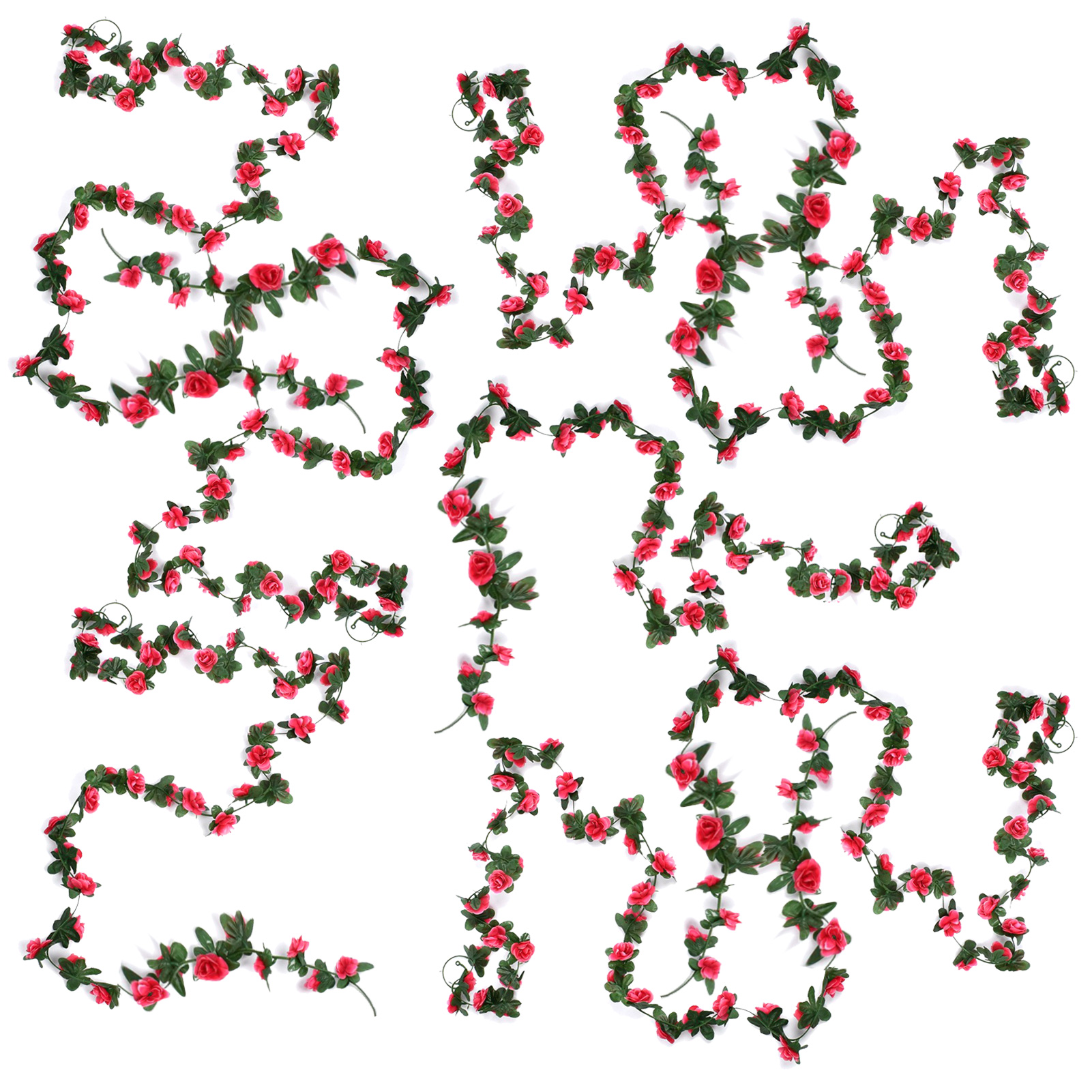 Set Mit 8 (kleinen Rosa Rosen), 40 Köpfe, Künstliche Rosengirlanden, Zaundekorationen Für Wohnzimmer Und Hochzeiten, Wandbehänge, Künstliche Blumen.