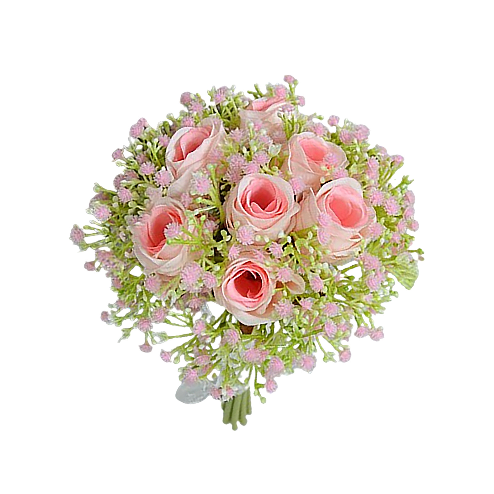 Strauß Aus Künstlichen Rosen Und Schleierkraut (hellrosa), Handgebunden, Europäischer Brautstrauß, Willkommensblume Für Die Zeremonie.
