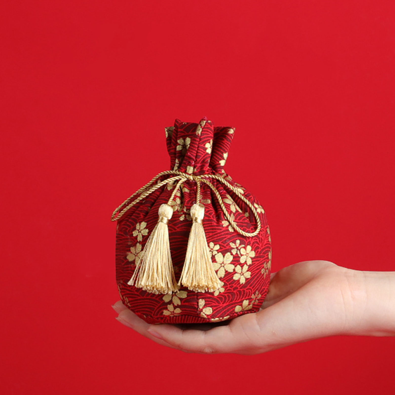 Gastgeschenktüte Mit Pompons Und Kordelzug Für Hochzeitsgäste, Typ A