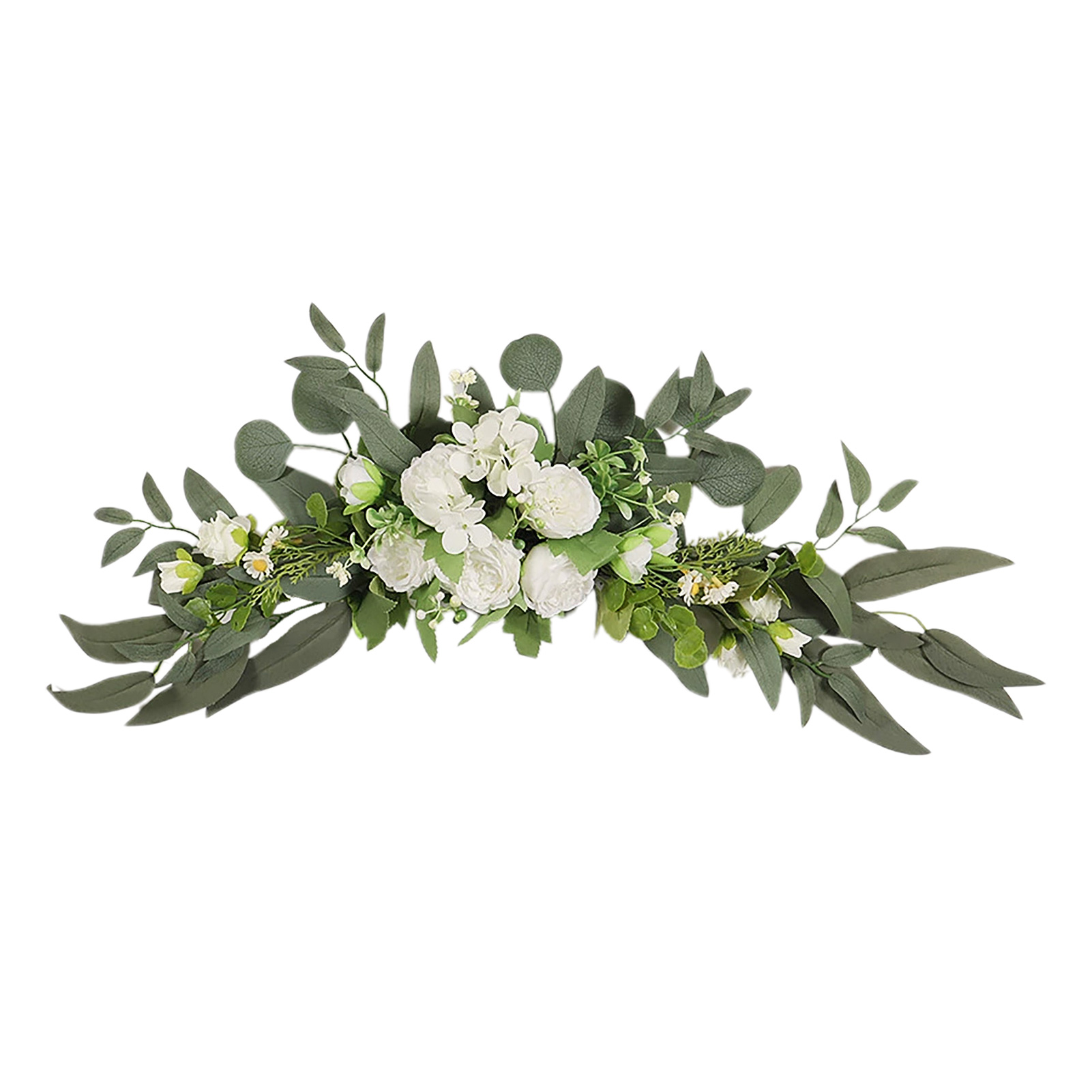 Weidenblatt-pfingstrosenbogen – Weiß (ohne Beleuchtung) – Frühlings-/sommerhochzeitsdekoration – Kunstpflanzen, Seidenblumen, Bogen Für Hochzeitsfotoshootings Im Wohnzimmer Oder Zu Hause