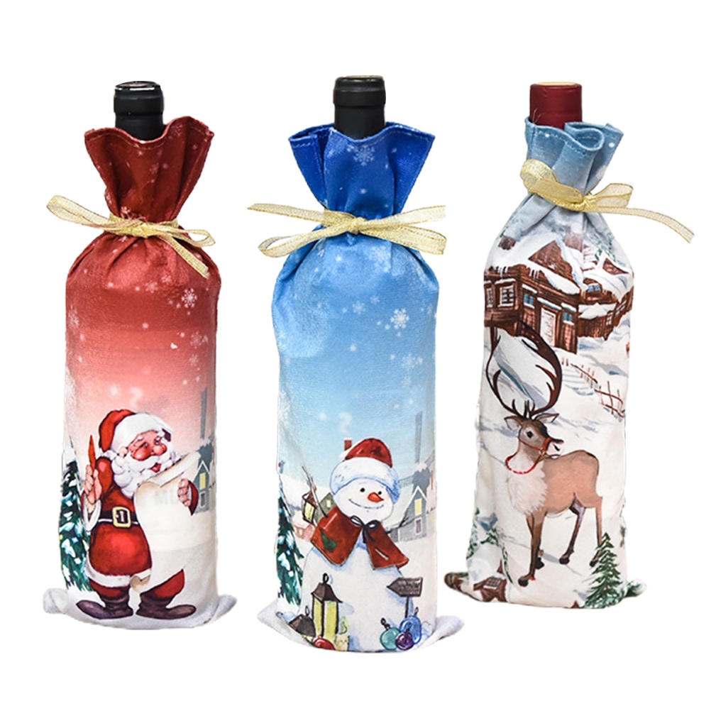 Set Mit 3 Niedlichen Und Wiederverwendbaren Weihnachts-weinflaschenhüllen Für Hochzeiten, Geburtstage, Reisen, Partys, Einweihungsfeiern Und Zur Aufbewahrung Zu Hause