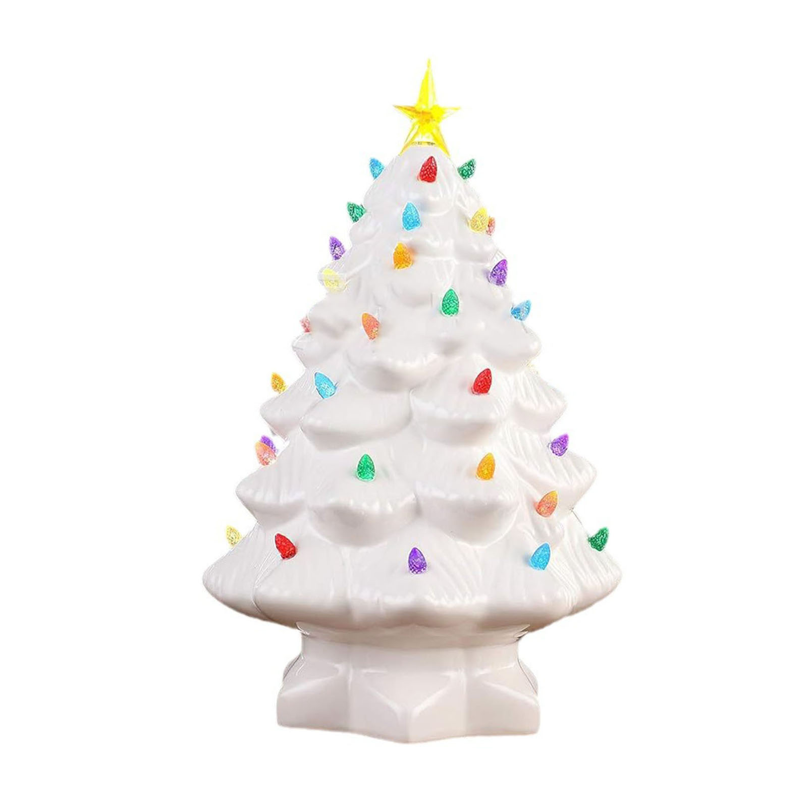 Miniatur-weihnachtsbaum Aus Kunstharz, Detailreiche Figuren, Weihnachtsdekoration Für Fenster, Tisch Oder Garten, 30 Cm (11,8 Zoll), Weiß