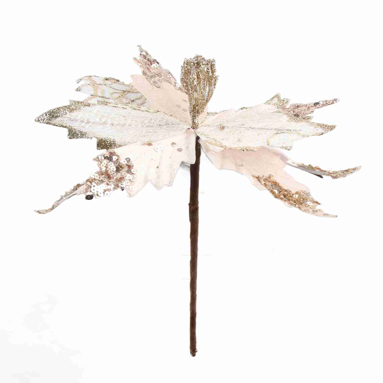 4 Glitzerblumen-dekorationen, Künstliche Weihnachtsbäume, Für Weihnachtsfeiern, Höhe 25 Cm, Durchmesser 20 Cm, Champagnerfarben