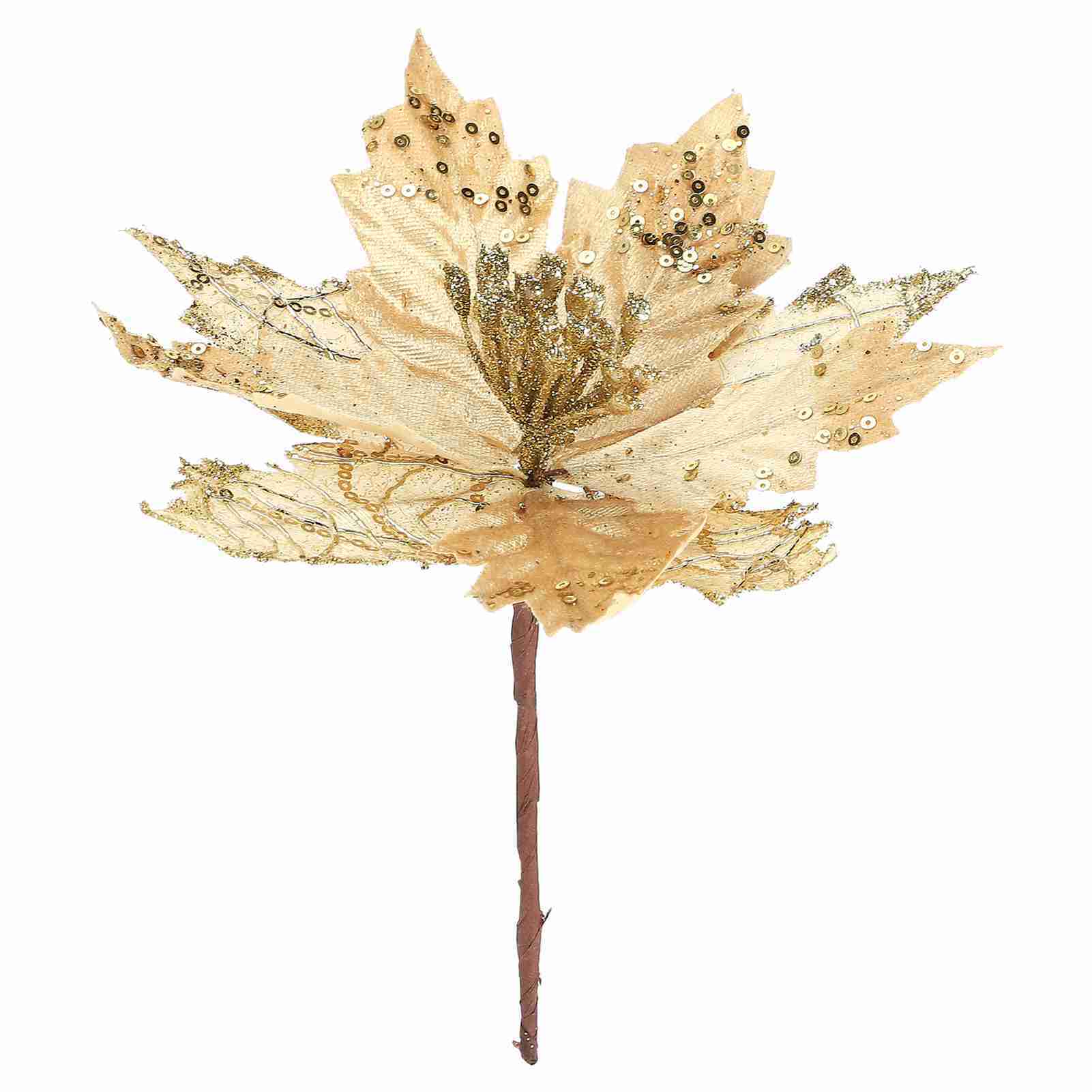 10 Glitzerblumen-dekorationen, Künstliche Weihnachtsbaumblüten Für Weihnachtsfeiern, Höhe 25 Cm, Durchmesser 20 Cm, Champagner