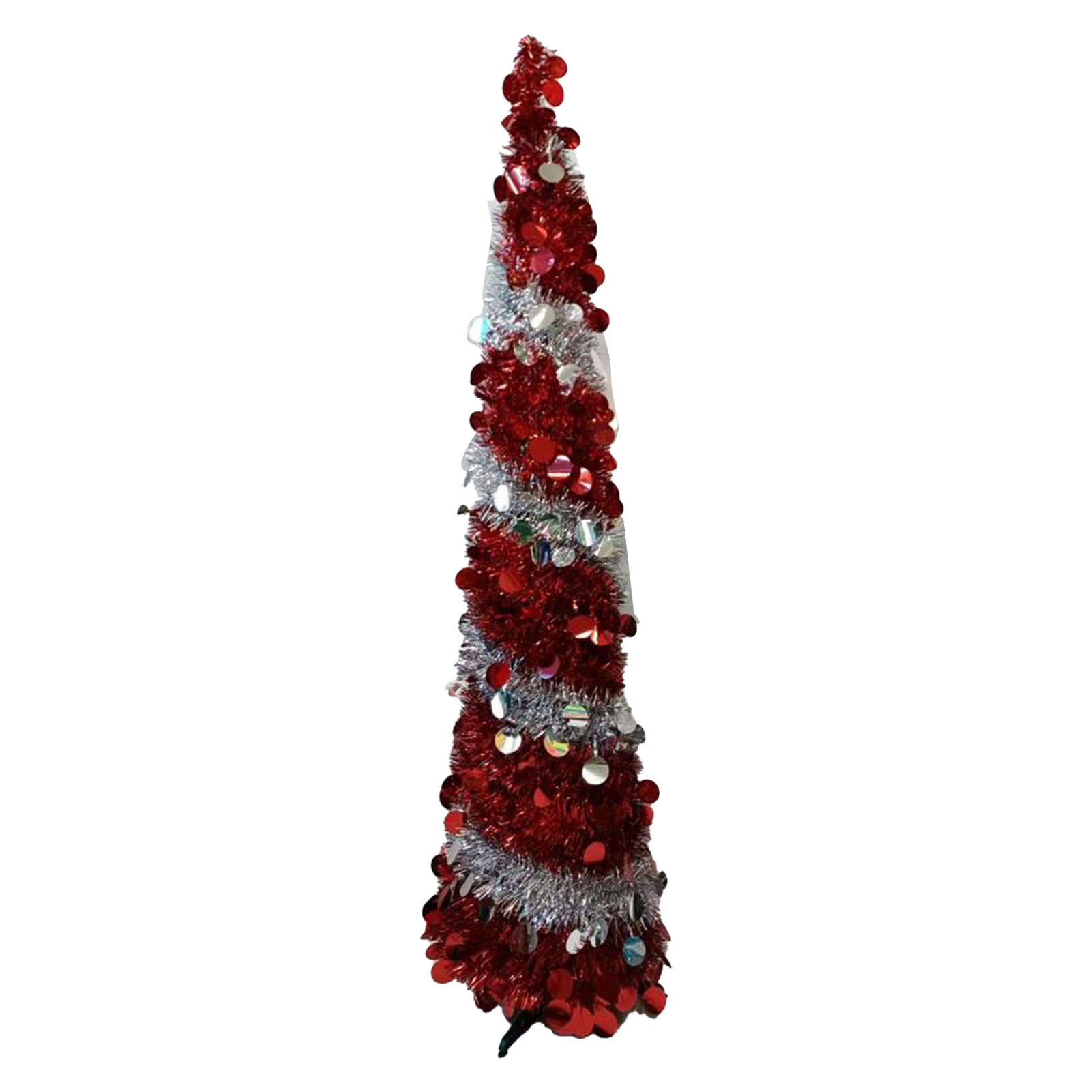 Kleiner, Faltbarer, Ausziehbarer Weihnachtsbaum Aus Pvc, Rot-weiße Weihnachtsdekoration, 150 X 33 Cm