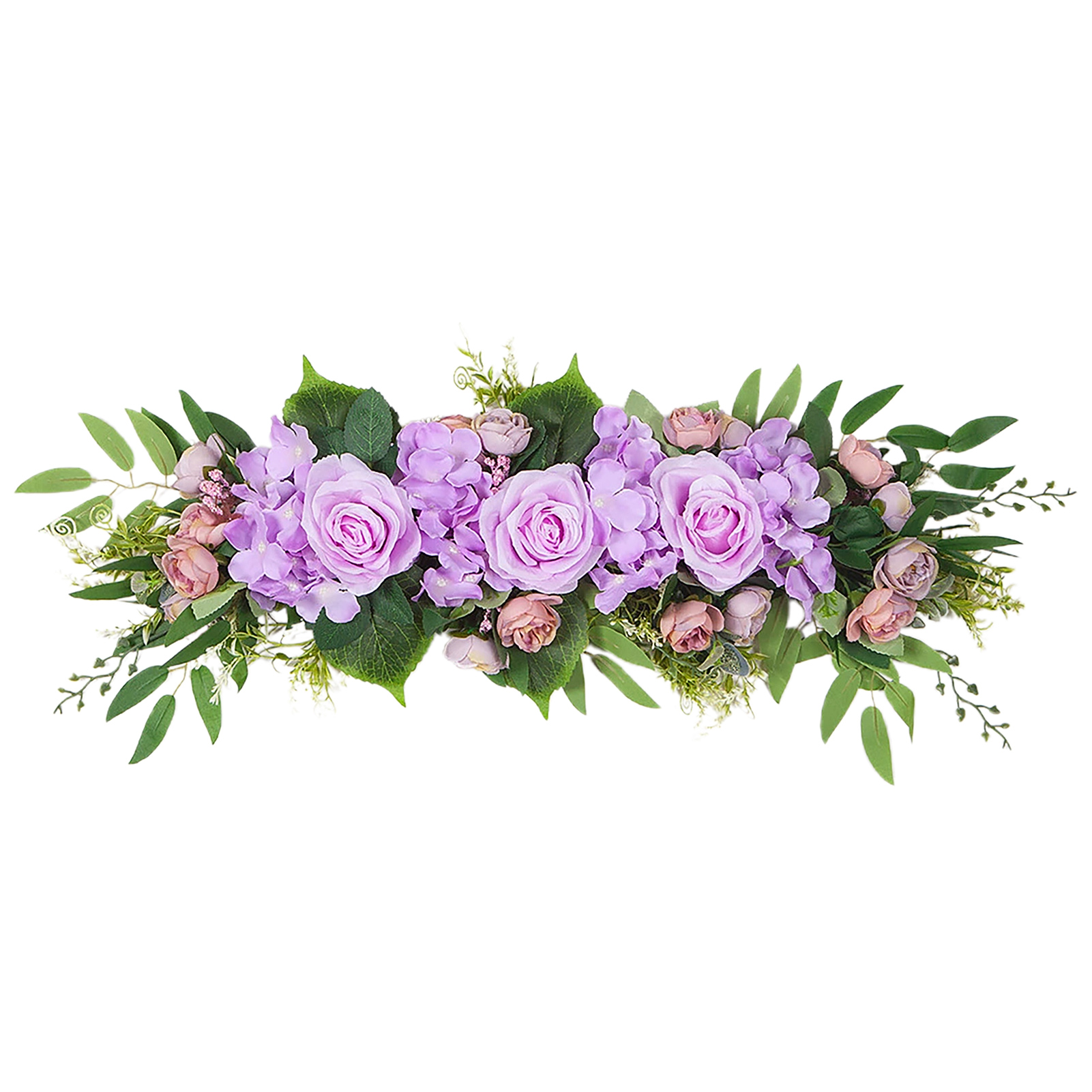 [50 X 18 X 8 Cm Helllila] Künstliches Rosenarrangement Für Hochzeitsbögen, Tischgirlanden Und Spiegeldekorationen