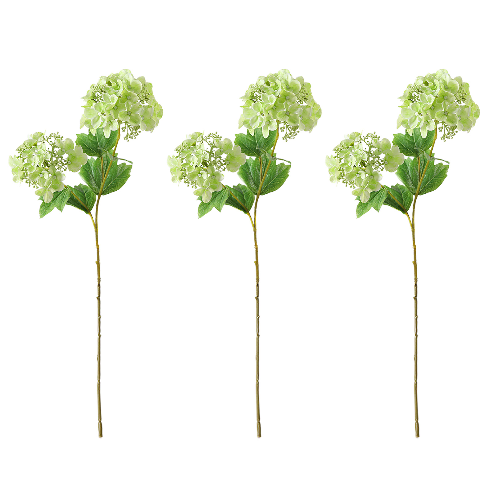 [grün] Set Aus 3 Künstlichen Zweiköpfigen Hortensien, Frischer Bionischer Stil, Handgefertigt, Feuchtigkeitsspendend, Für Die Florale Hochzeitsdekoration.