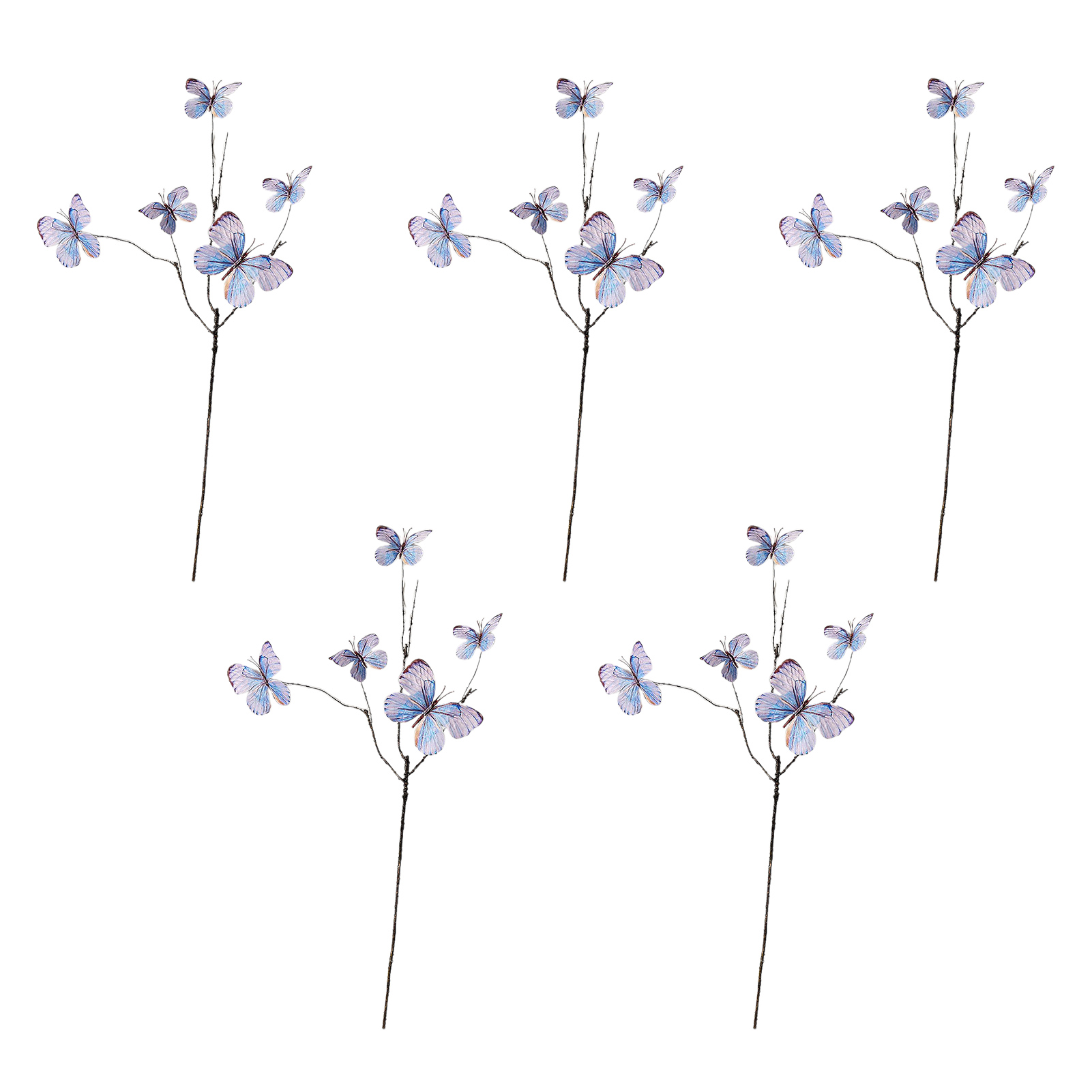 [hellblau, 70 Cm] Set Mit 5 Künstlichen, Schmetterlingsförmigen Zweigen Mit Je 5 Köpfen, Zur Dekoration Von Fenster, Garten Oder Wohnung. 3d-schmetterlingseffekt.
