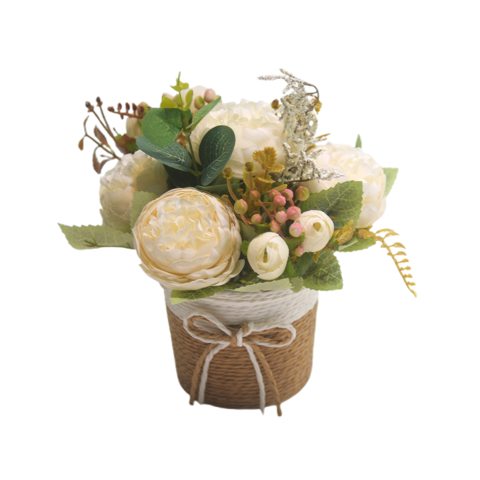 [milchweiße Künstliche Pfingstrose 141] Künstliche Pfingstrose Im Topf, Dekorative Büropflanze, Foto-requisite, Wohndekoration, Künstliche Blume Für Schlafzimmer, Wohnzimmer, Esstisch, Blumenarrangeme