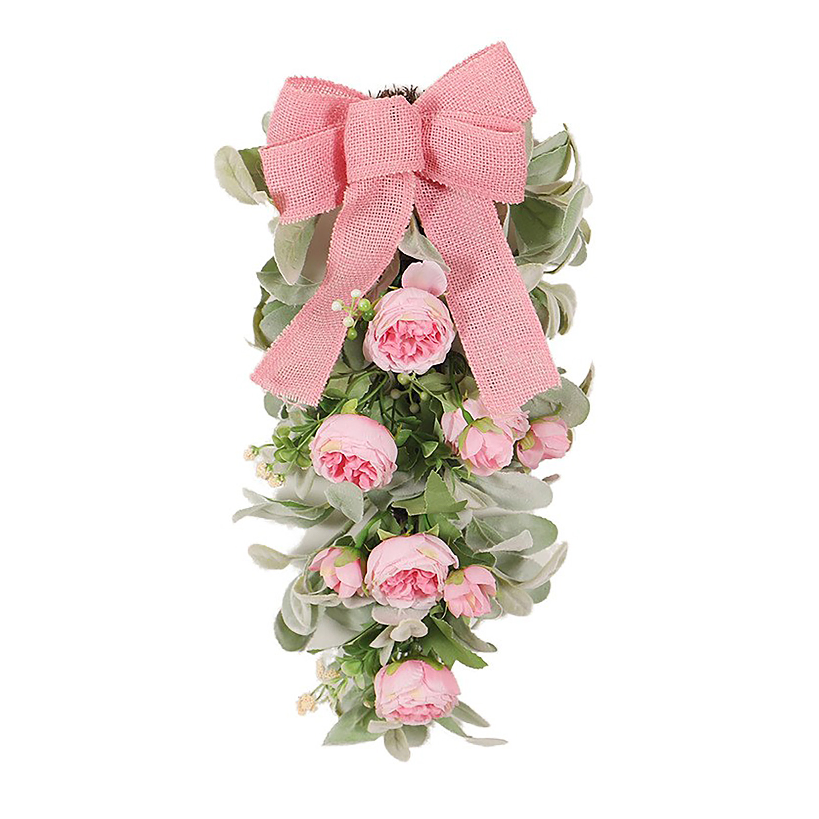 [pfingstrosenbaum Mit Hasenohrblättern - Ohne Beleuchtung] Künstlicher Rosa Pfingstrosenkranz Mit Hasenohrblättern - Dekoration Für Zuhause, Hochzeiten Und Partys