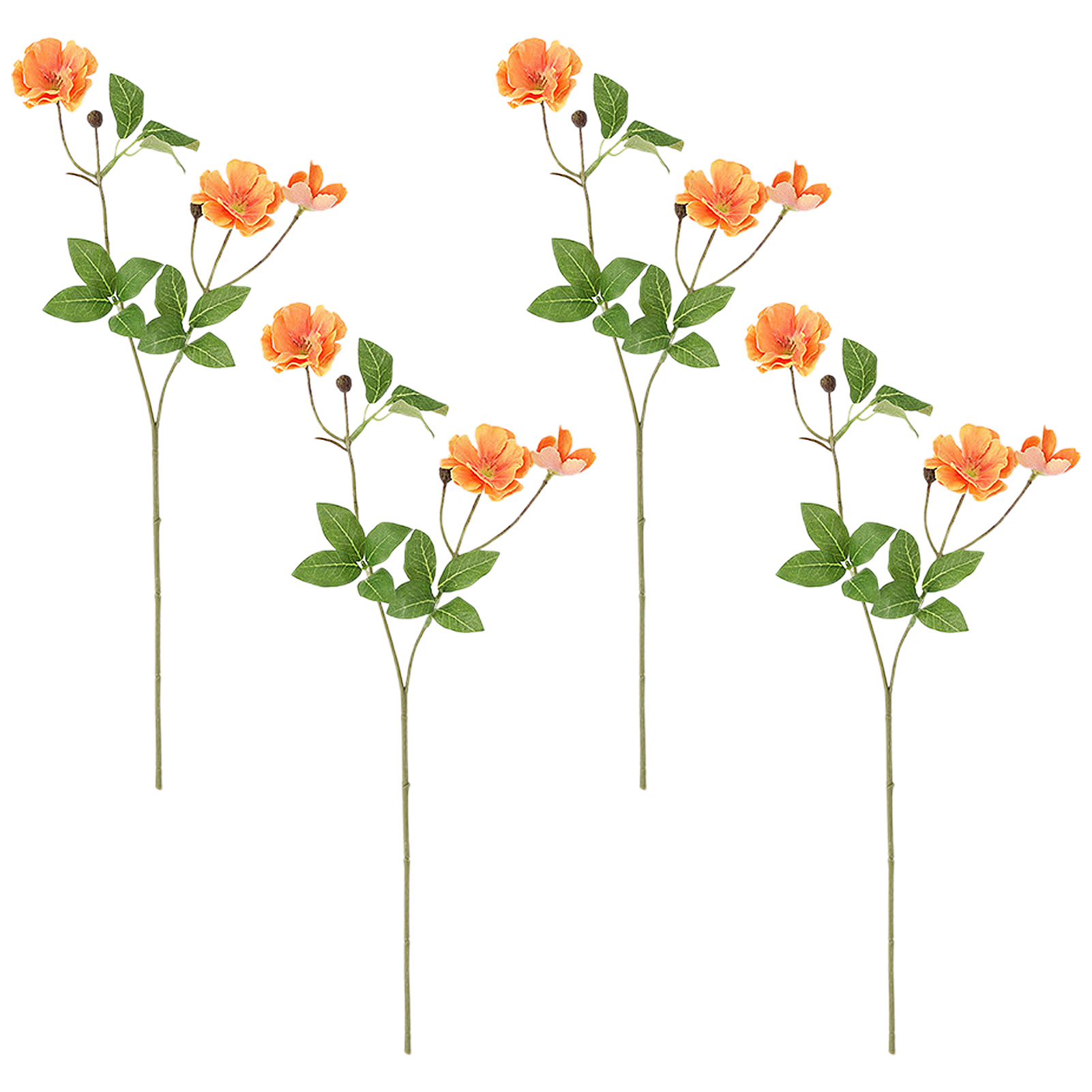 [orange] 4 Künstliche Phalaenopsis-orchideen, Künstliche Blumen, Freesien, Pfingstrosen, Blumenarrangement, Dekoration Für Wohn- Und Esszimmer.
