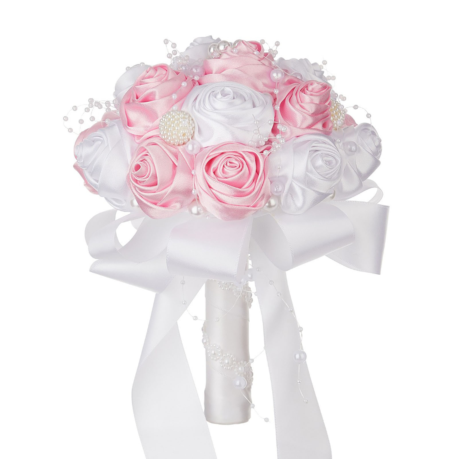 [rosa + Weiß] Hochwertiger Brautstrauß Für Bräute Und Brautjungfern, Rosen- Und Perlenstrauß, Rosa Brautstrauß, Foto-requisite.