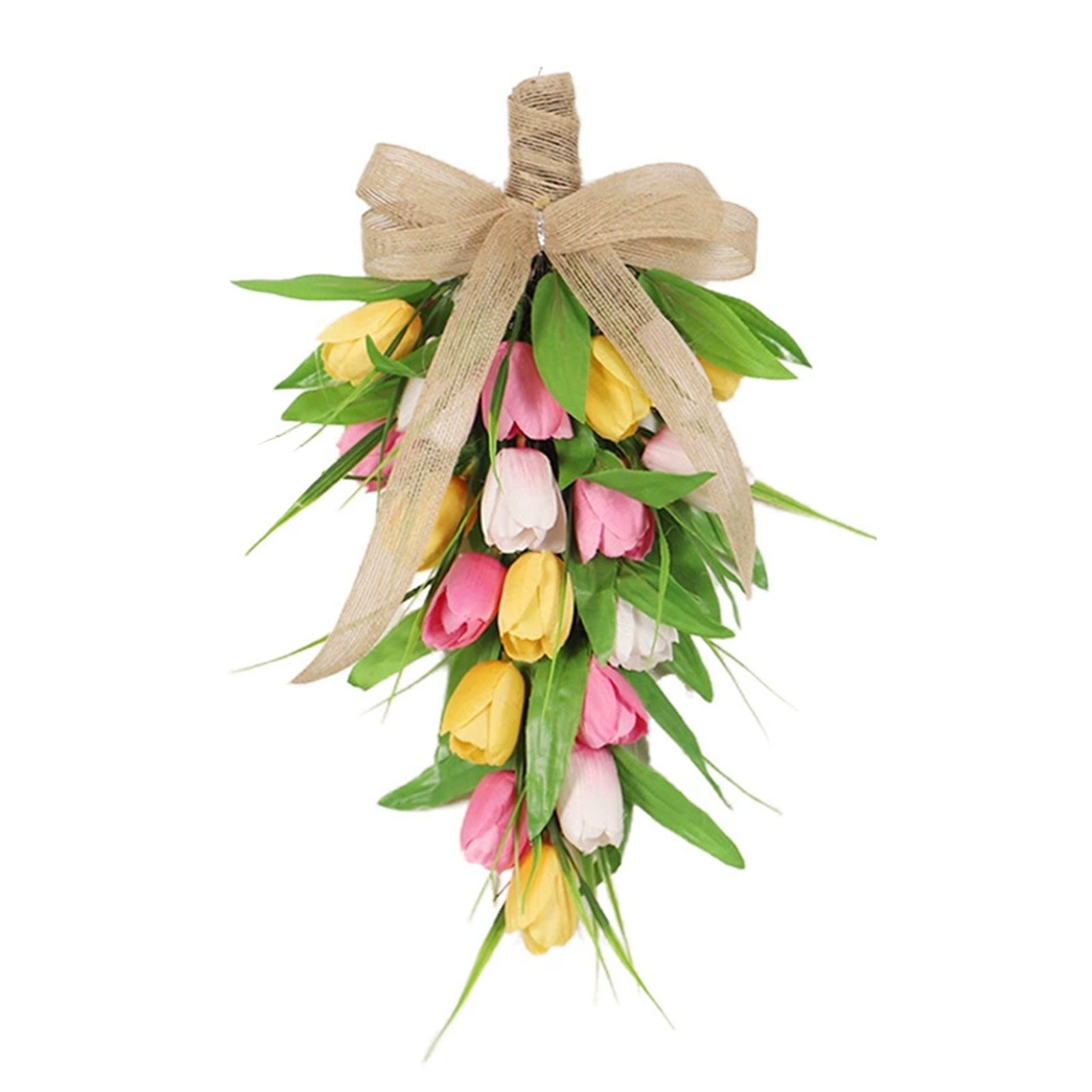 【hängender Tulpenbaum Mit Leinenband - Gelb】künstlicher Tulpenkranz Zum Aufhängen, Perfekt Für Hochzeiten, Innen- Und Außendekorationen